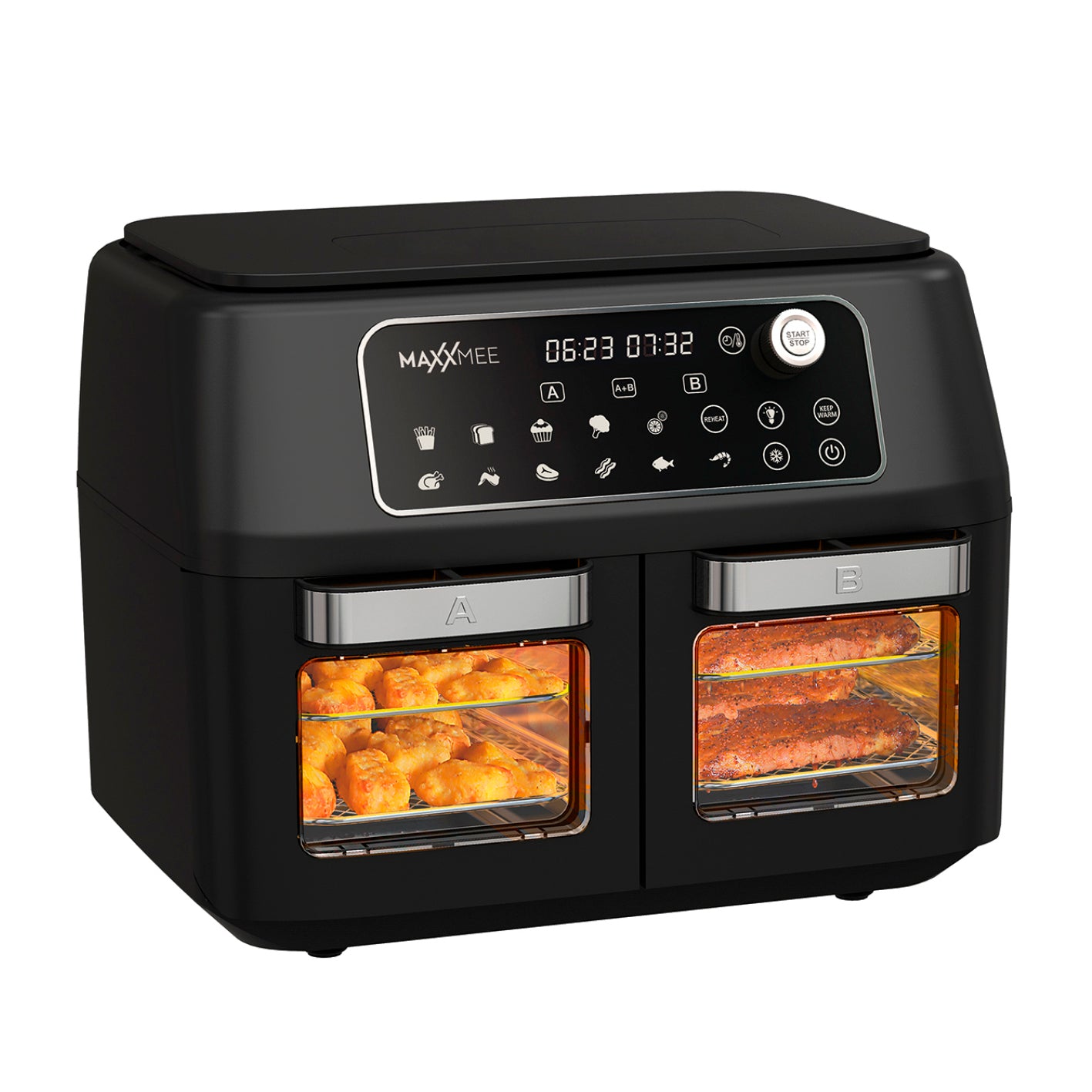 MAXXMEE Heißluft-Fritteuse Doppelkammer 11l - schwarz