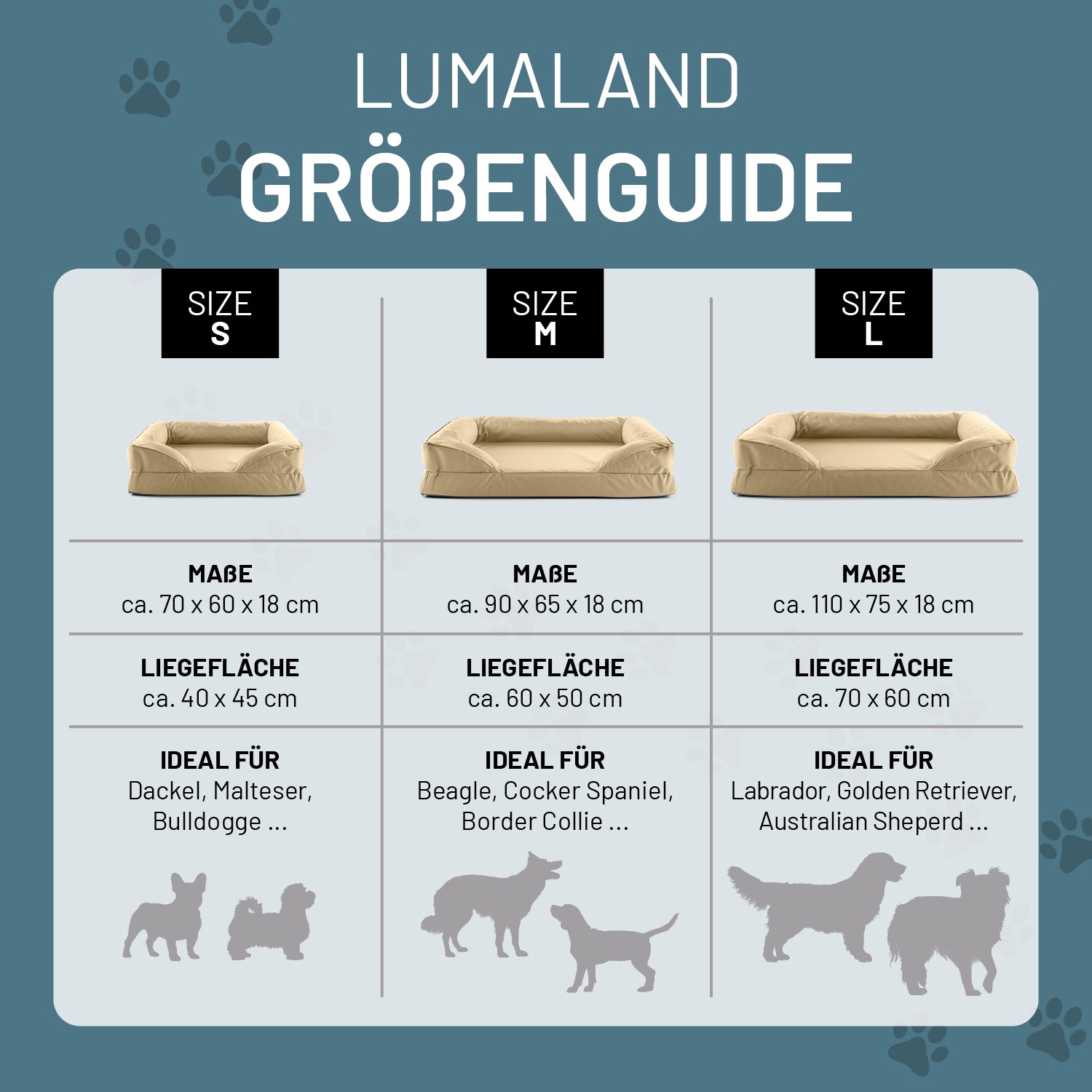 Komfort-Hundebett aus der LUMALAND Outdoor-Kollektion - Gr. M - 90 x 65 cm - Beige