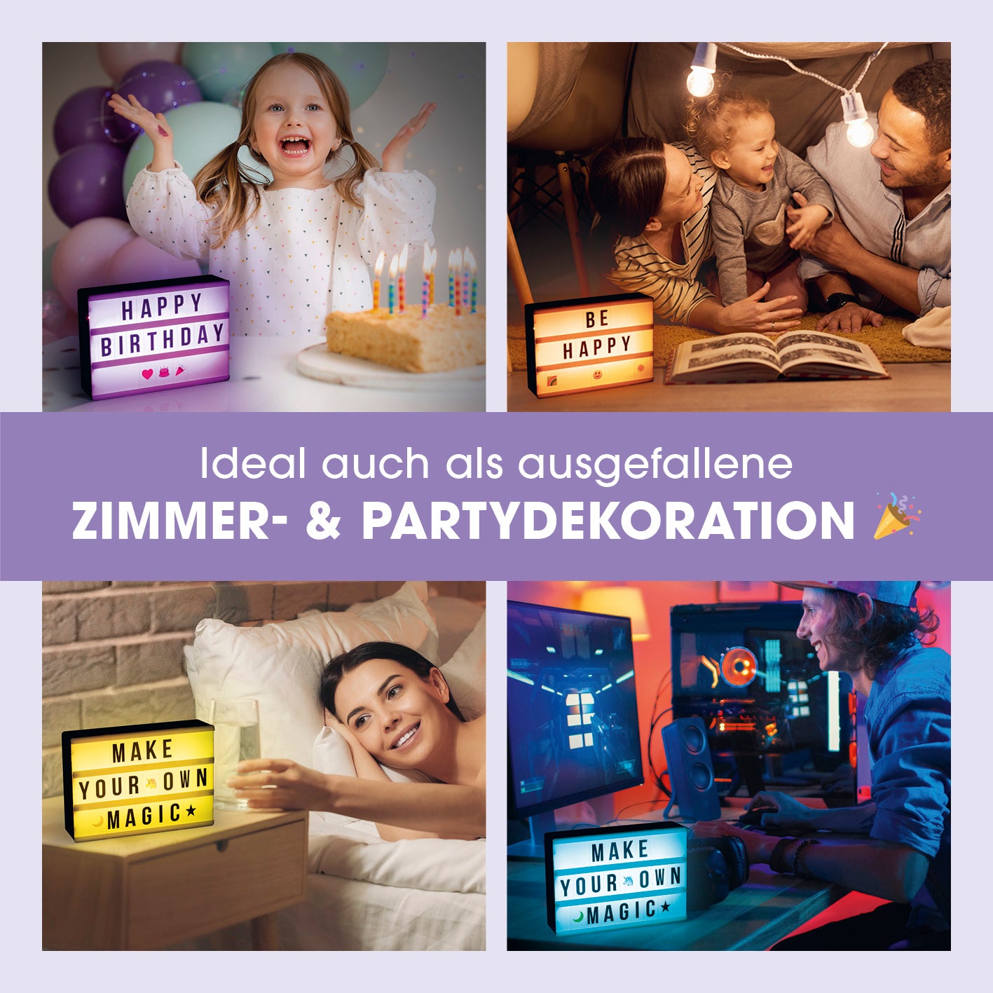 LED-Leuchtkasten A5 - 173 Buchstaben & 150 Emojis