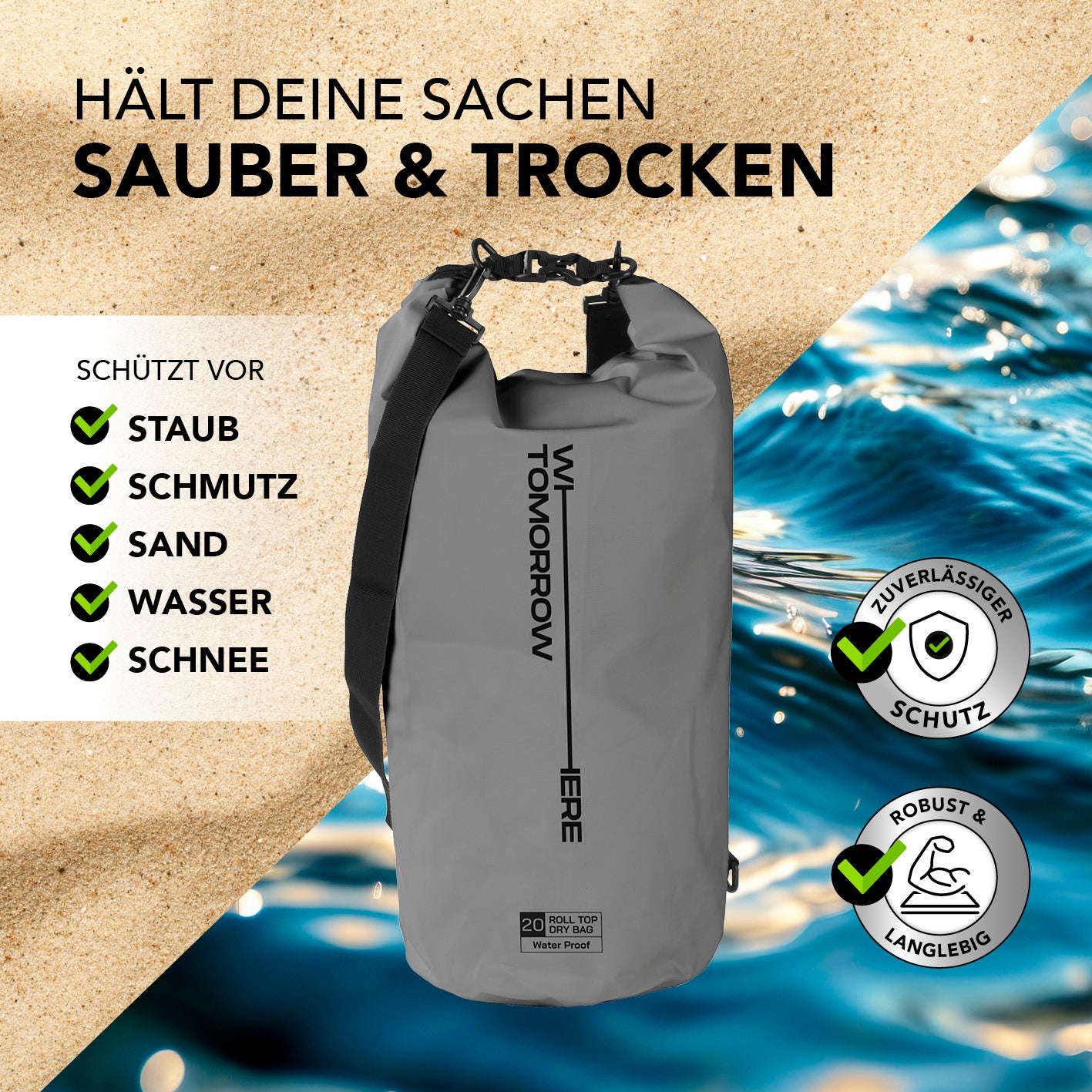 Dry Bag 20L - Style 02 - Grau