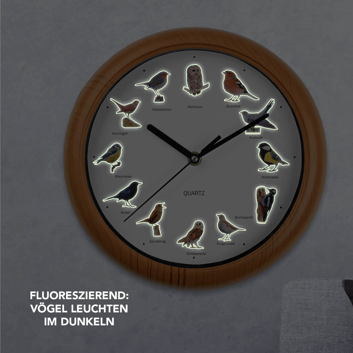 Wanduhr mit Vogelstimmen - 25cm