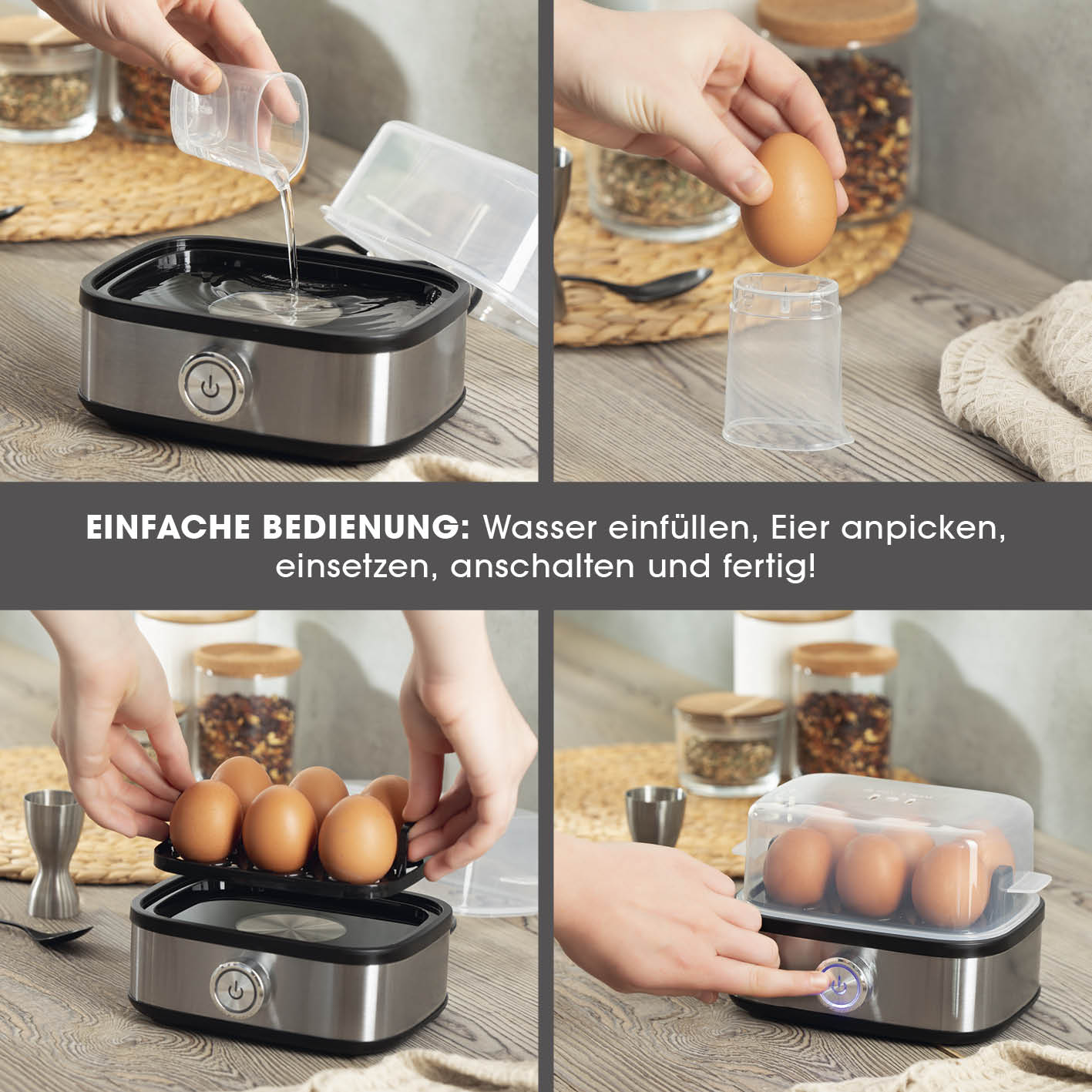 Design-Eierkocher für 6 Eier