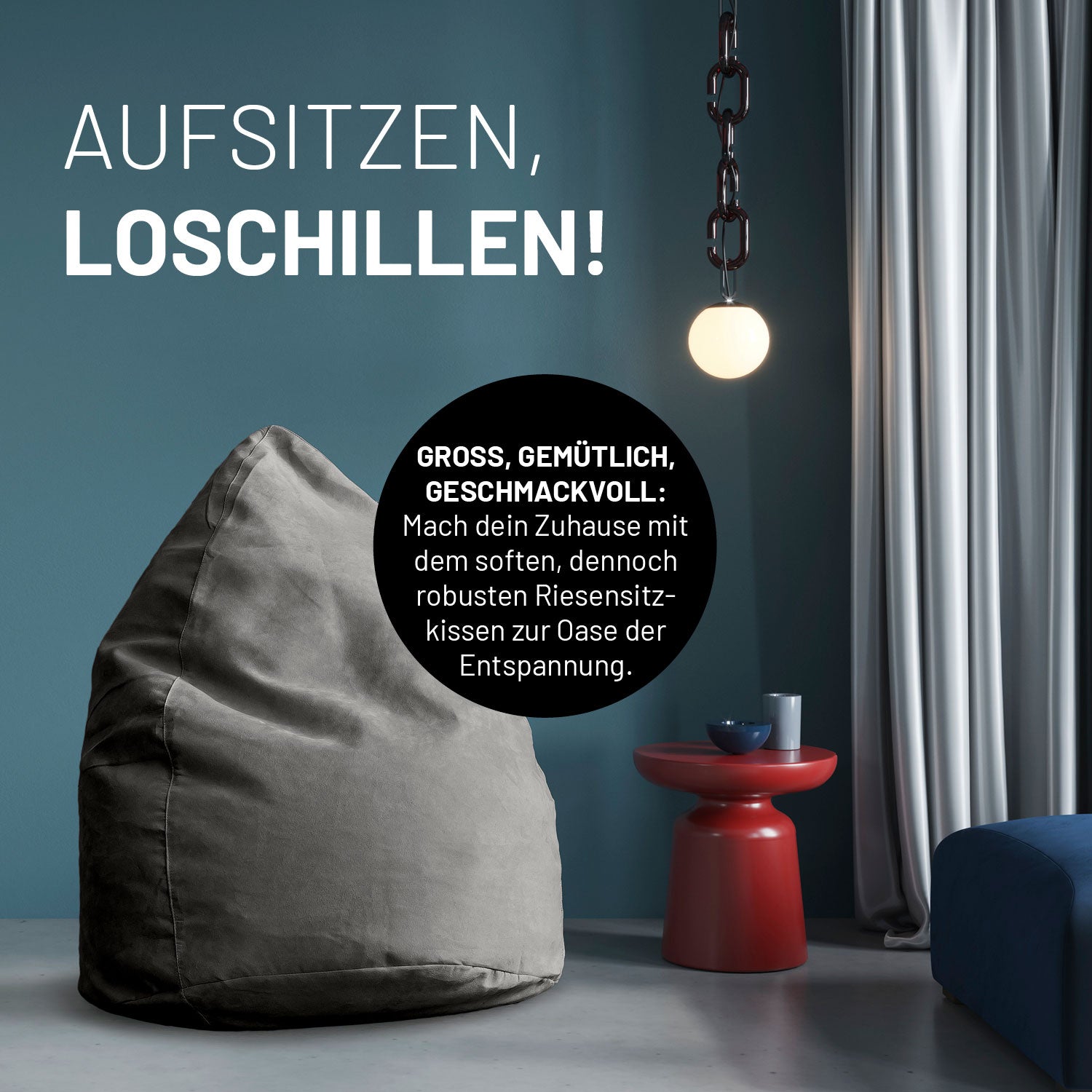 Luxury XL PLUS Sitzsack (220 L) - indoor - Grau