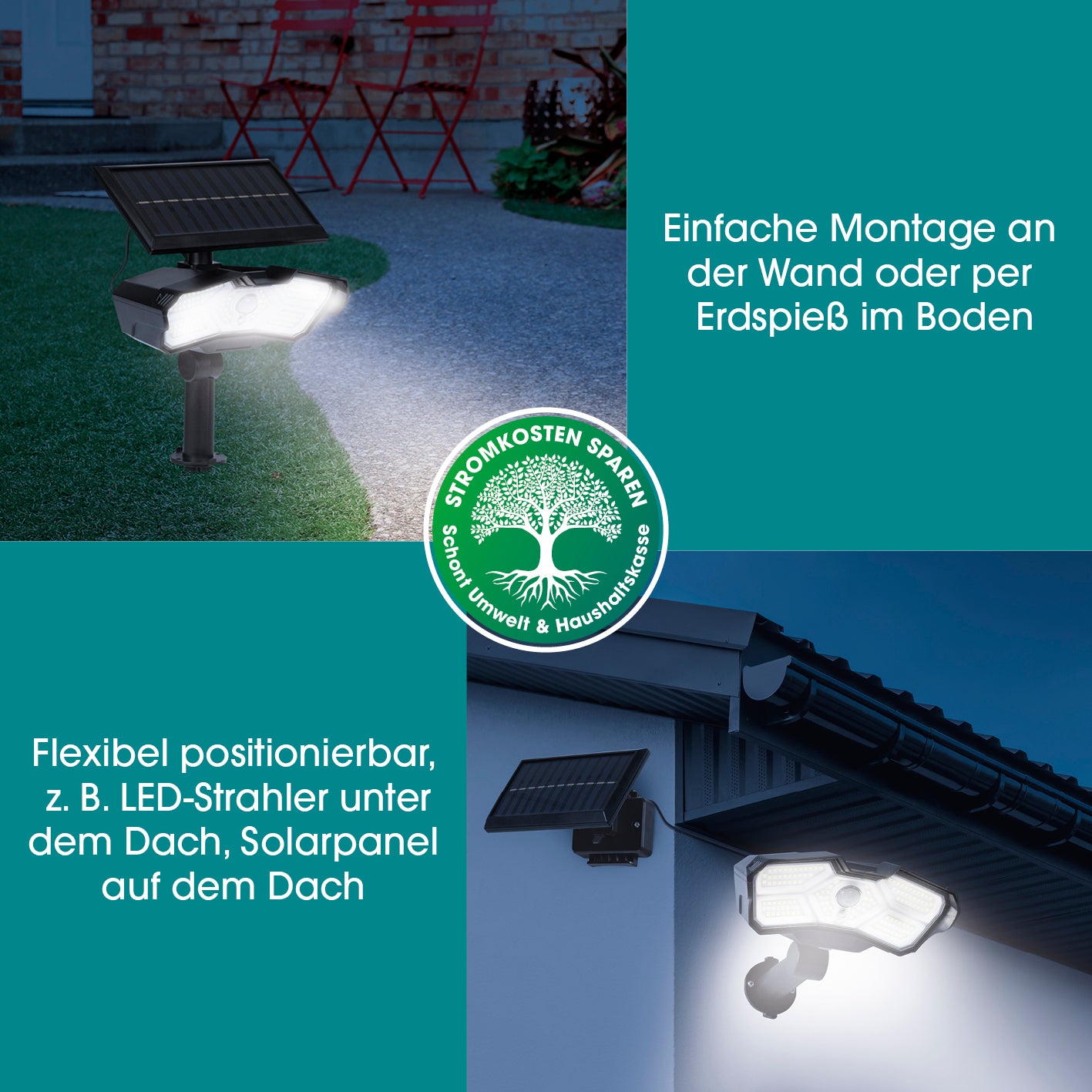 LED-Solarstrahler mit Bewegungsmelder