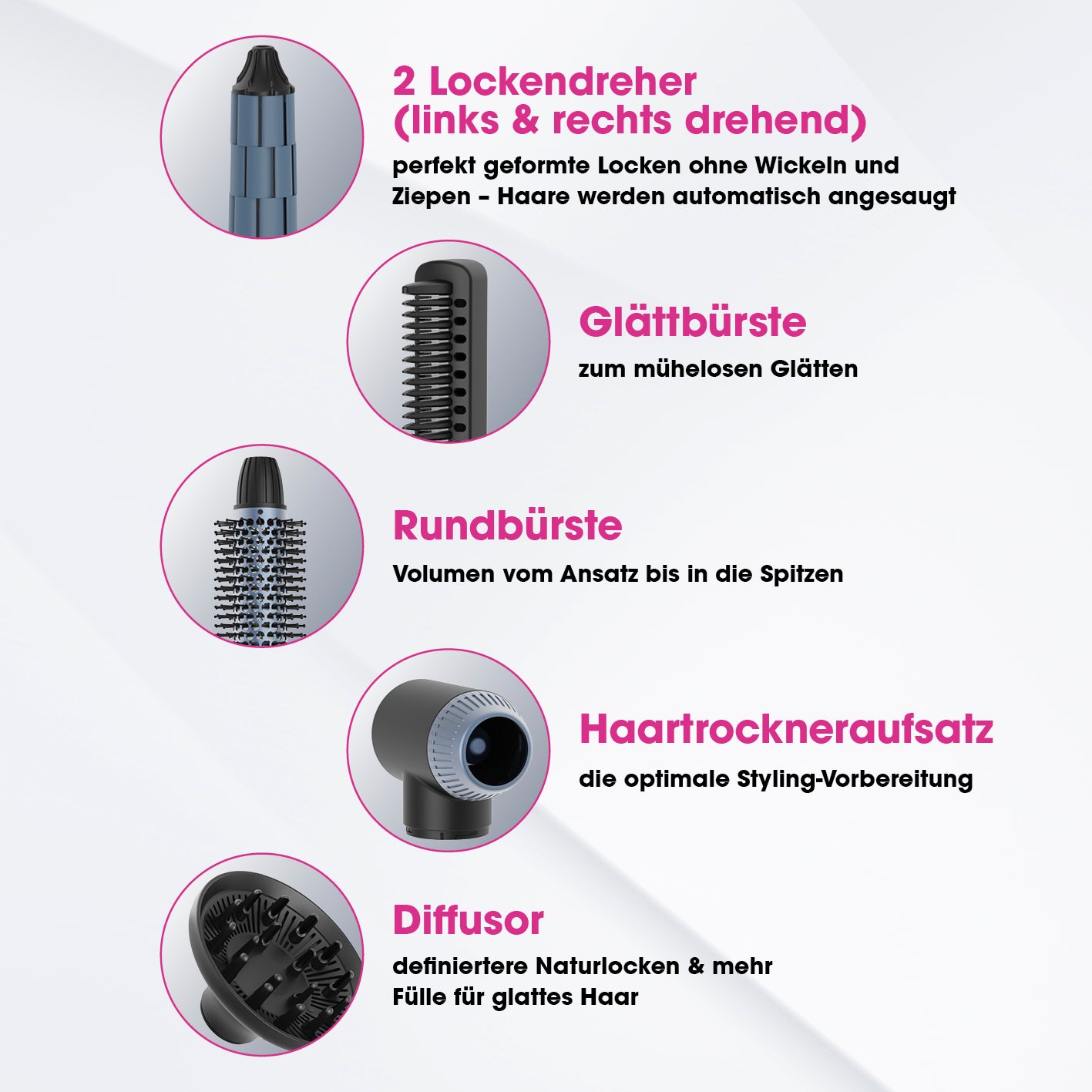 Air Styler Plus - trocknen, stylen, Locken kreieren - 7-tlg.