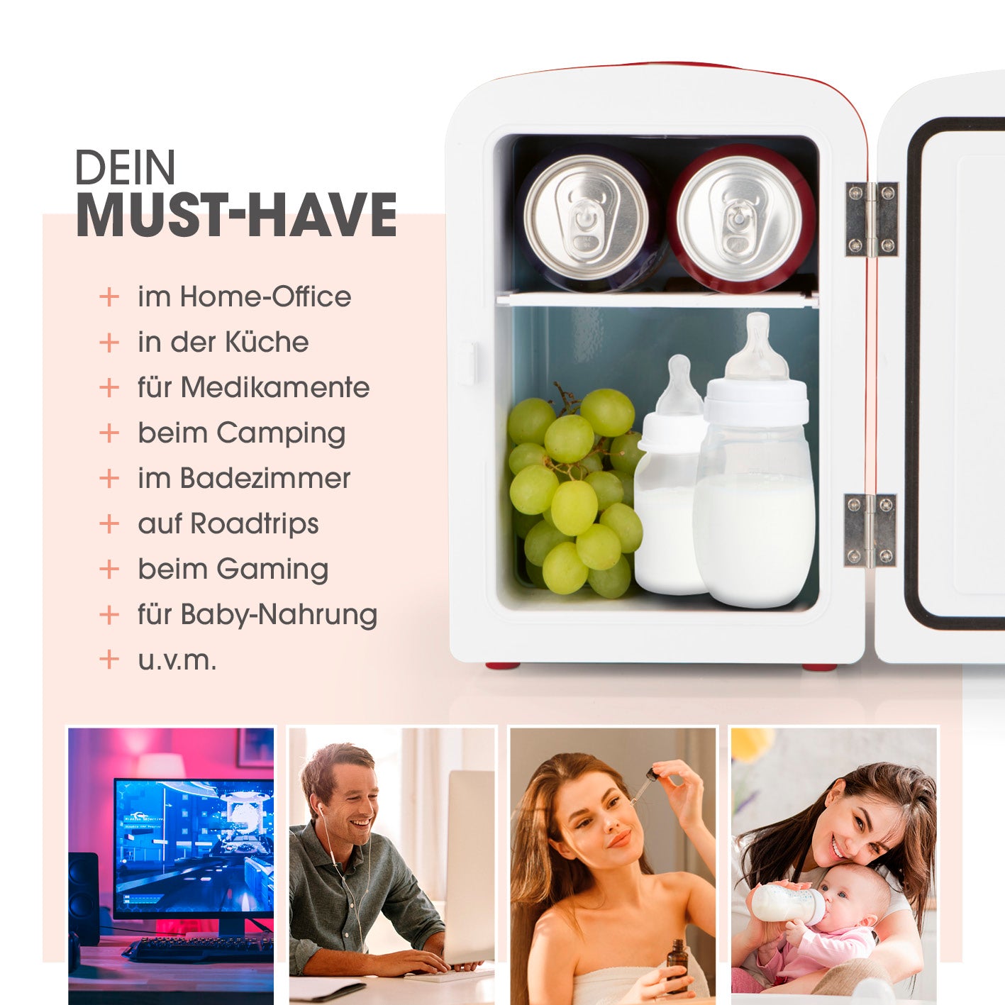 Mini-Kühlschrank Retro 45W - Rot
