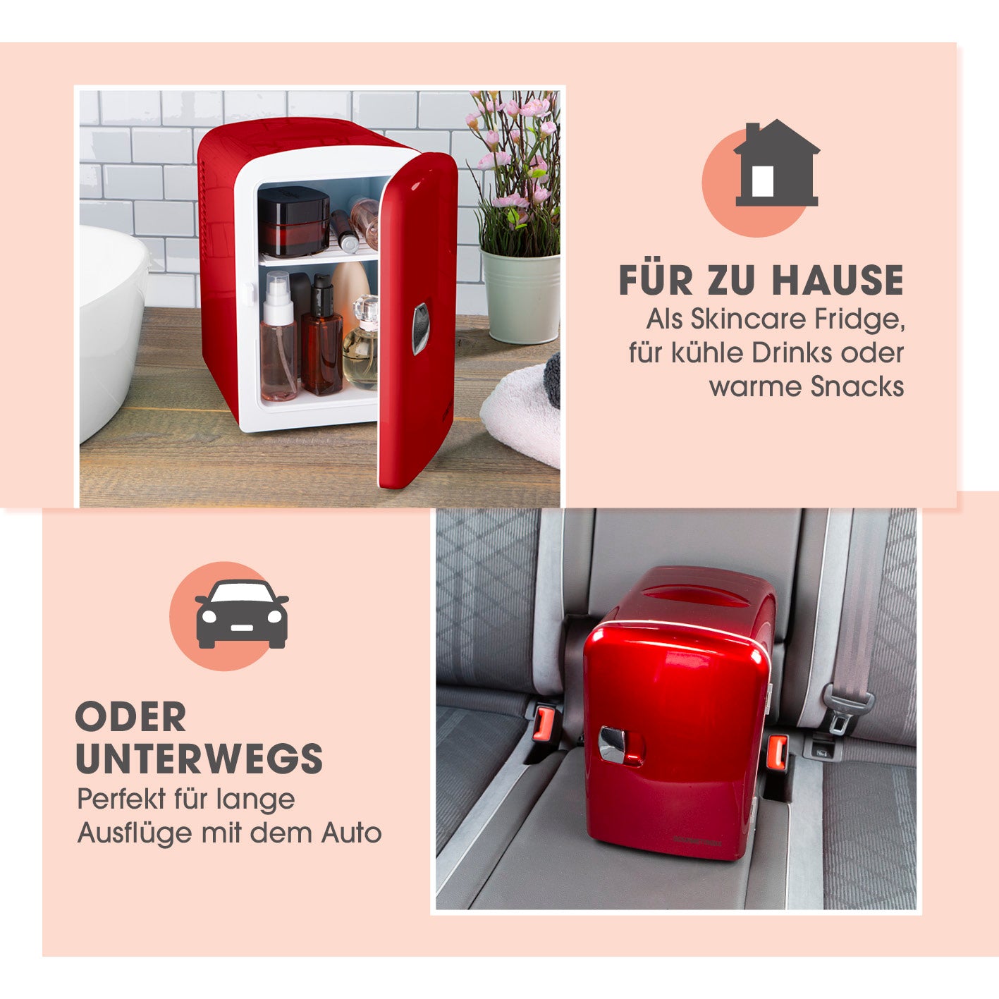 Mini-Kühlschrank Retro 45W - Rot