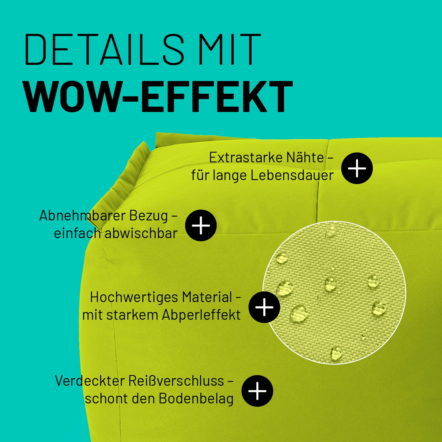 Sitzsack-Hocker (200 L) - Modulares System - indoor & outdoor - Apfelgrün