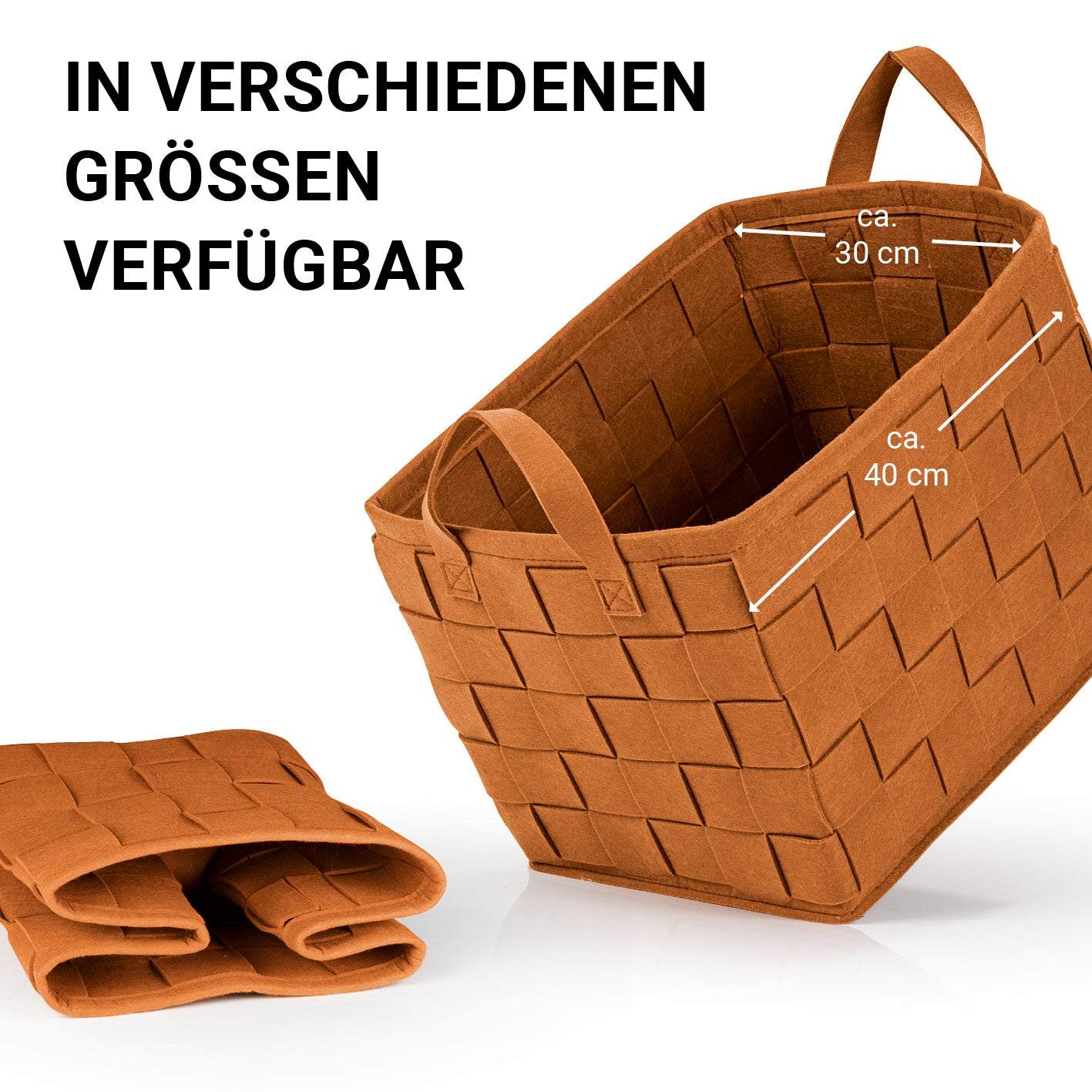 Filz-Aufbewahrungstasche L - 40 x 30 x 30 cm - Rost