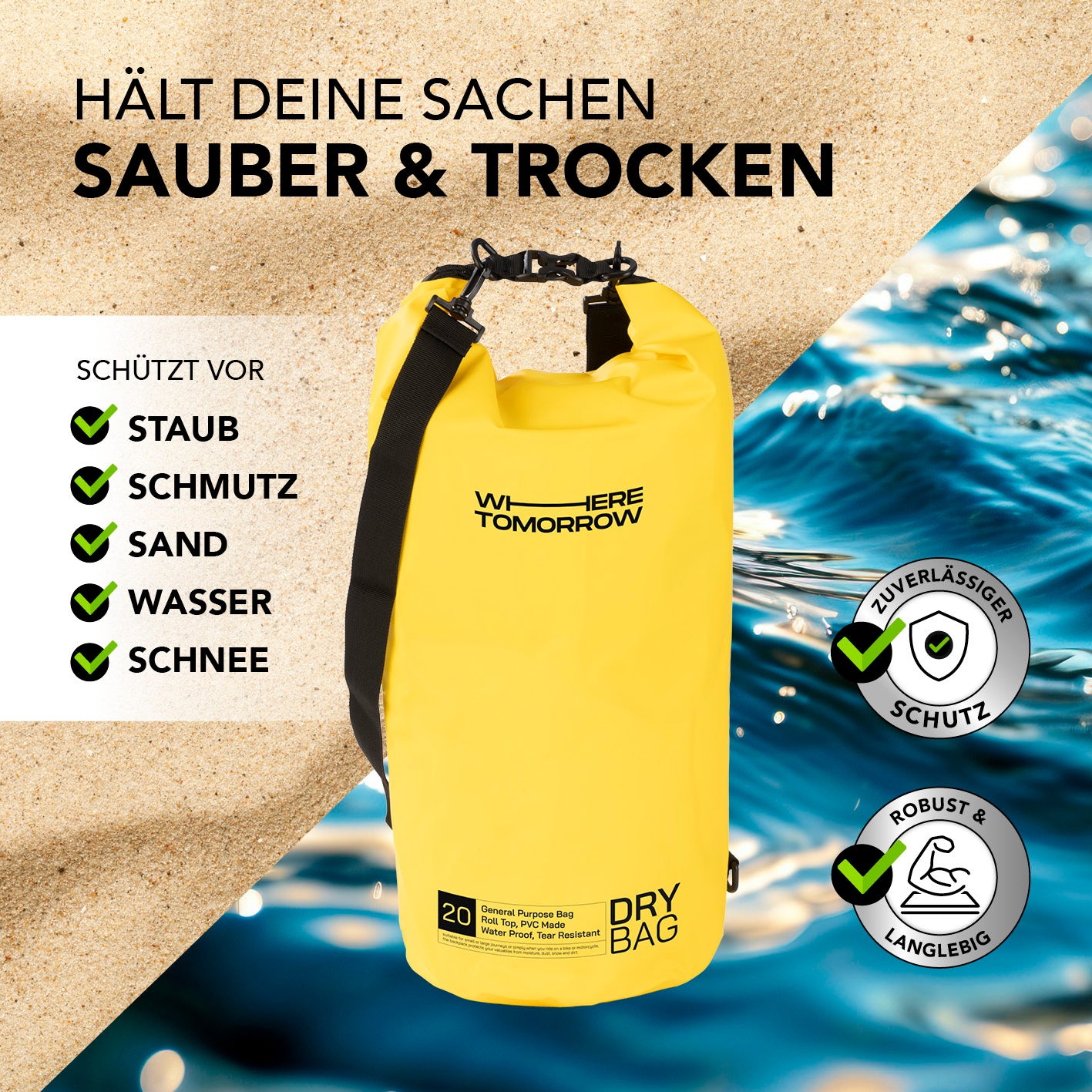 Dry Bag 20L - Style 01 - Gelb