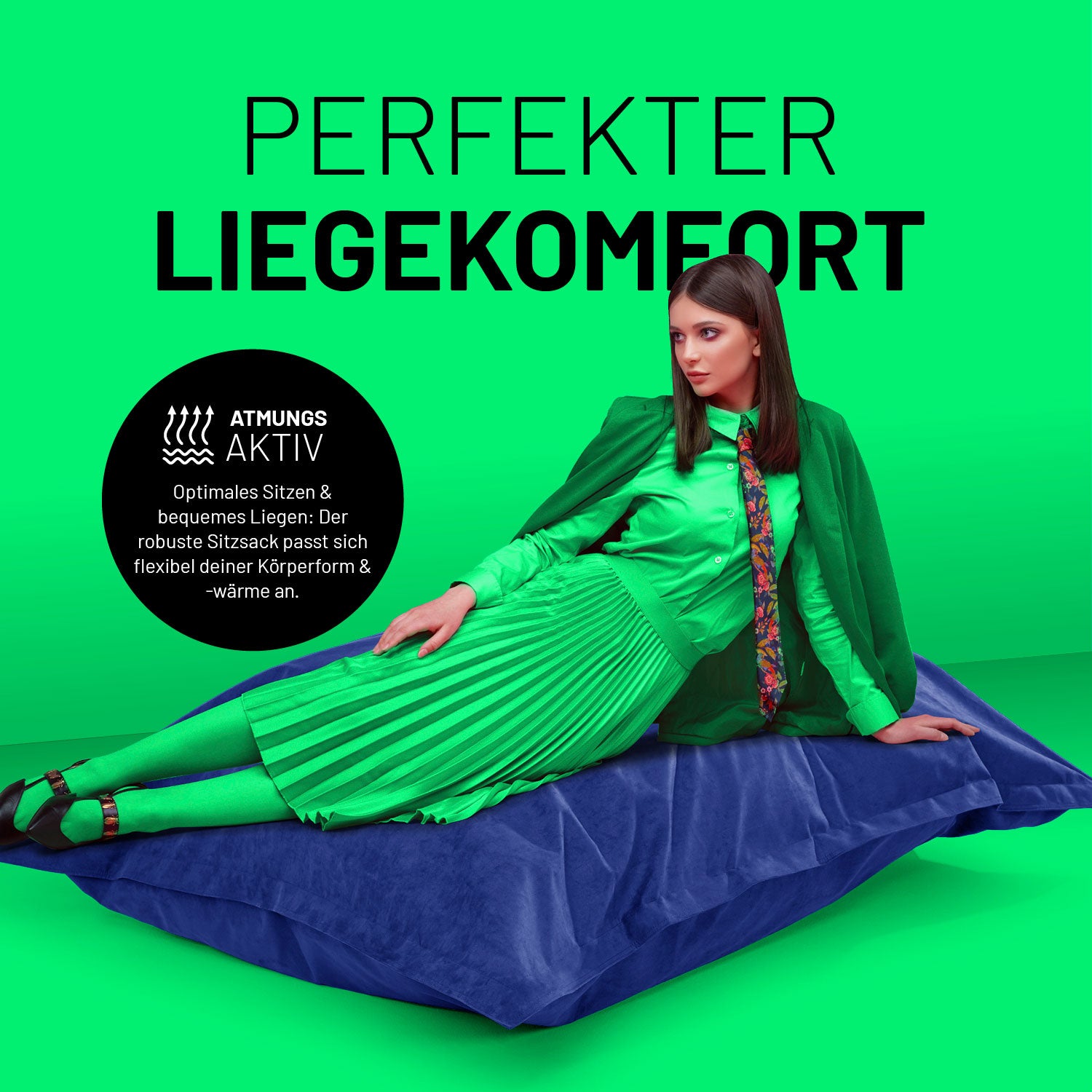 XXL Microvelours Sitzsack (380 L) - indoor - Royalblau