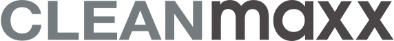 CLEANmaxx Logo, CLEAN in hellgrau, maxx in dunkelgrau.