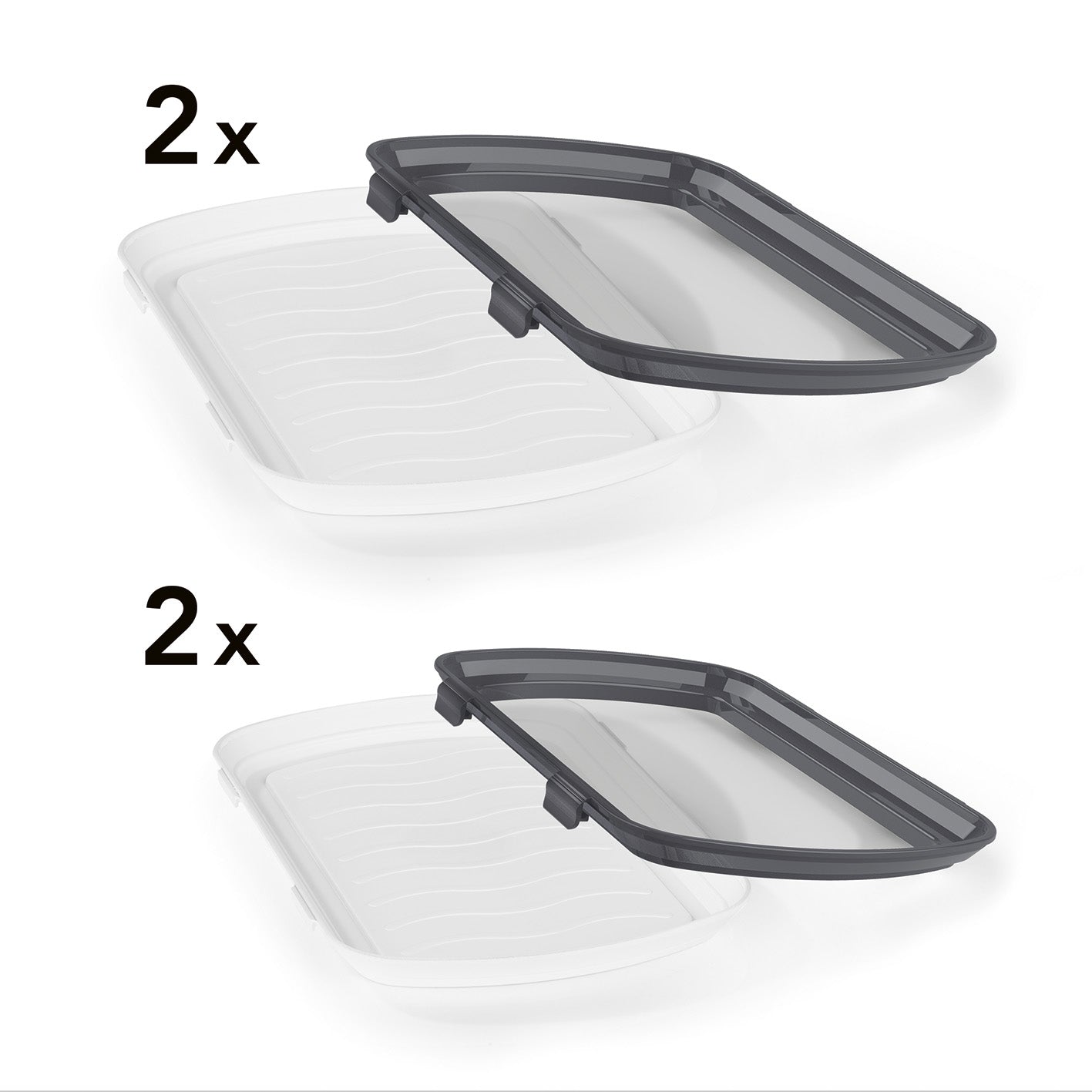 Frischhalteplatten mit flexiblem Deckel - 8-tlg. - grau/weiß