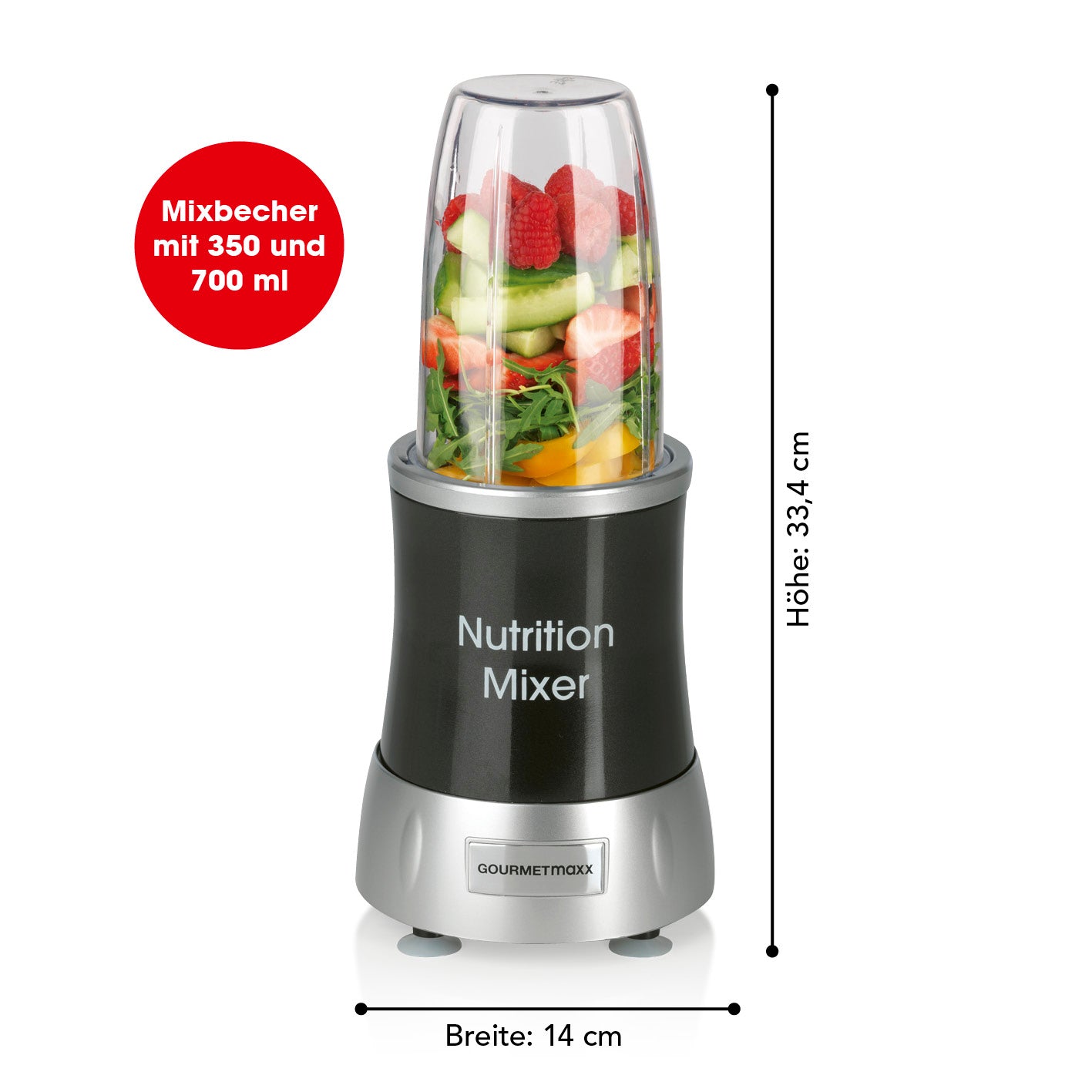 Nutrition Mixer Deluxe 11-tlg. - Edelstahl/schwarz