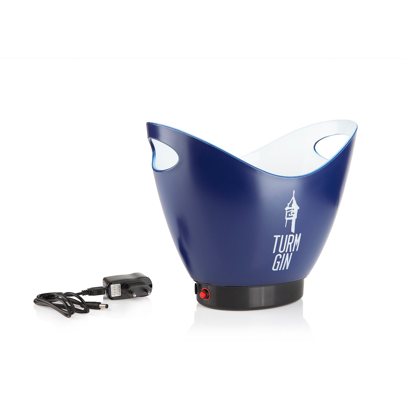 LED-Eiswürfelbehälter - 4 l Fassungsvermögen - blau/schwarz mit Logo