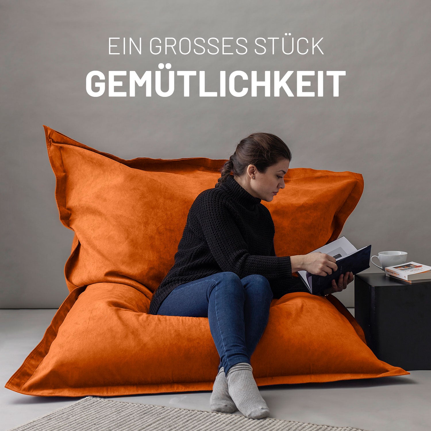 XXL Microvelours Sitzsack (380 L) - indoor - Orange