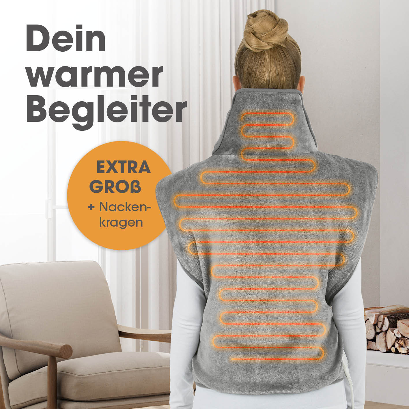 Heizdecke Nacken & Rücken 100W in Grau