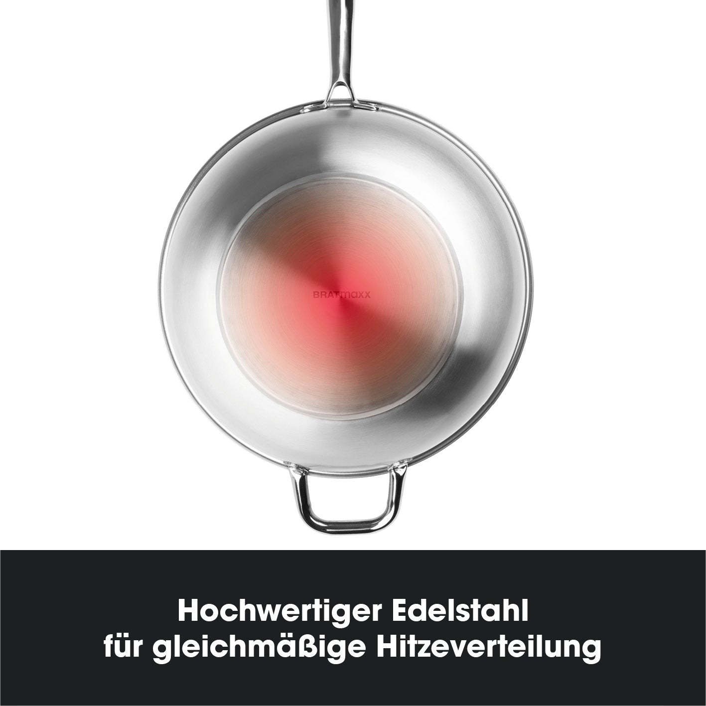 Edelstahl-Wokpfanne - Mit 3-facher Antihaftbeschichtung - Ø ca. 31 cm
