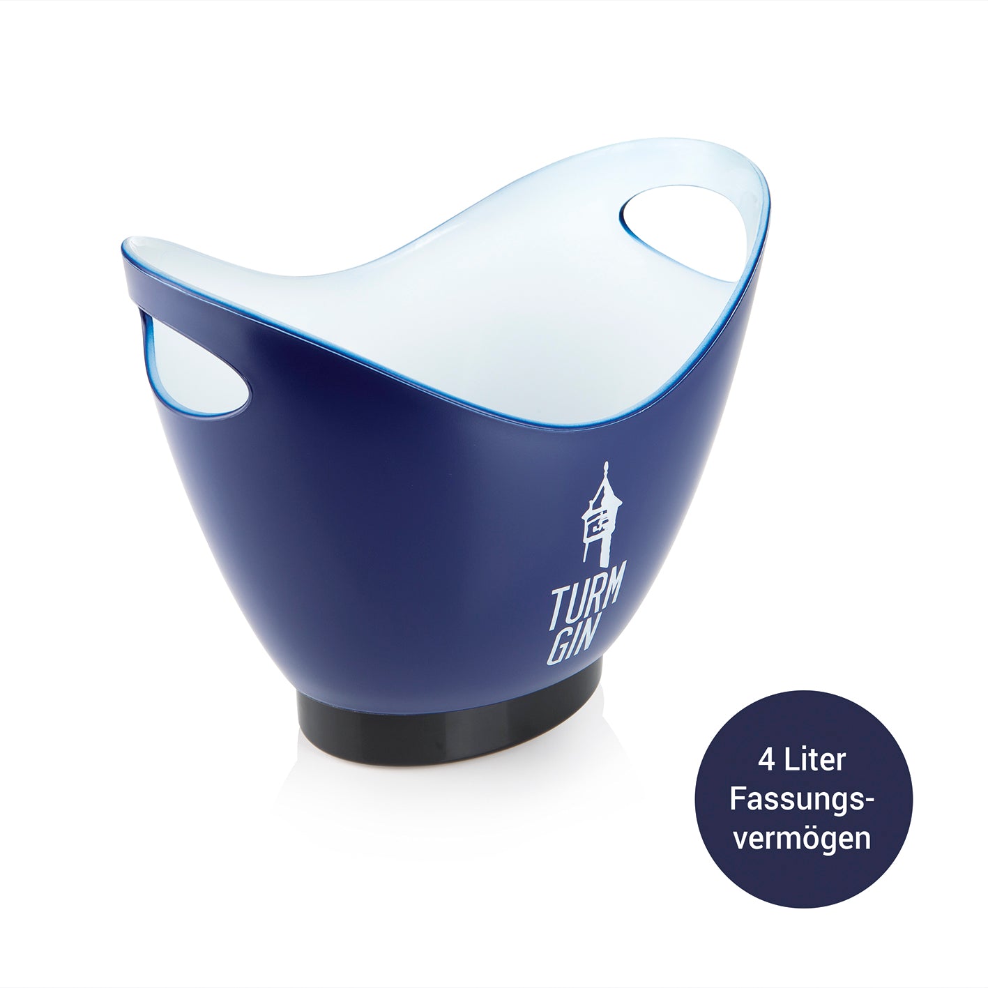 LED-Eiswürfelbehälter - 4 l Fassungsvermögen - blau/schwarz mit Logo