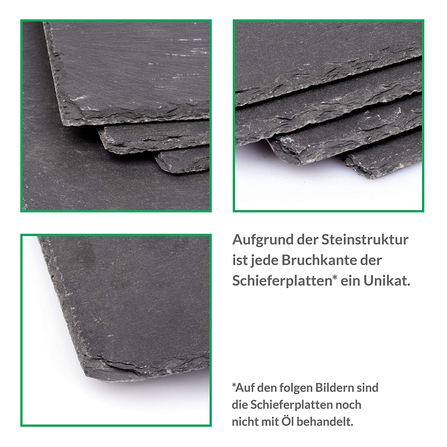 Schieferplatten 40x30 cm aus Naturgestein - 6er-Set - Schwarz
