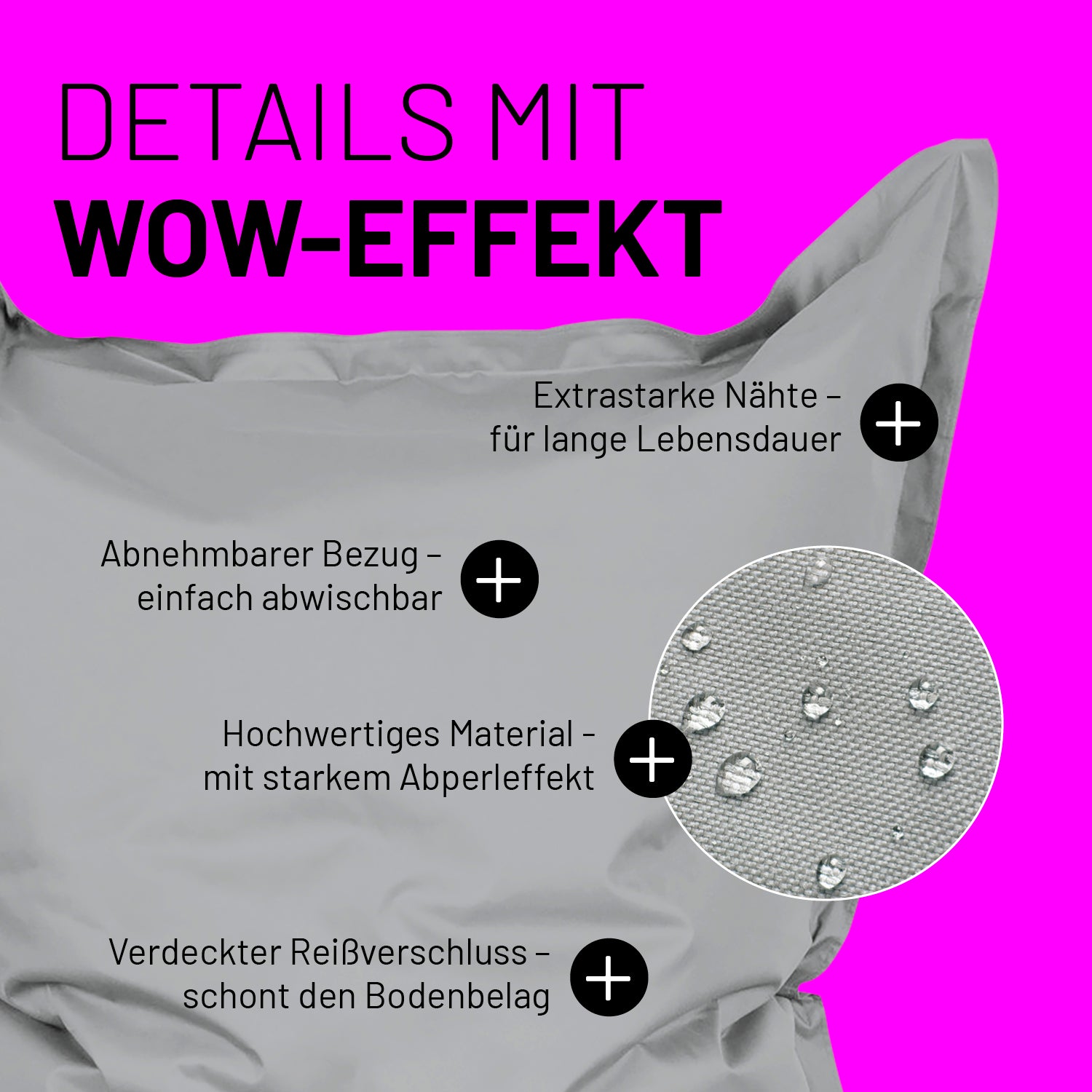 Sitzsack Classic XXL (380 L) - indoor & outdoor - Silbergrau