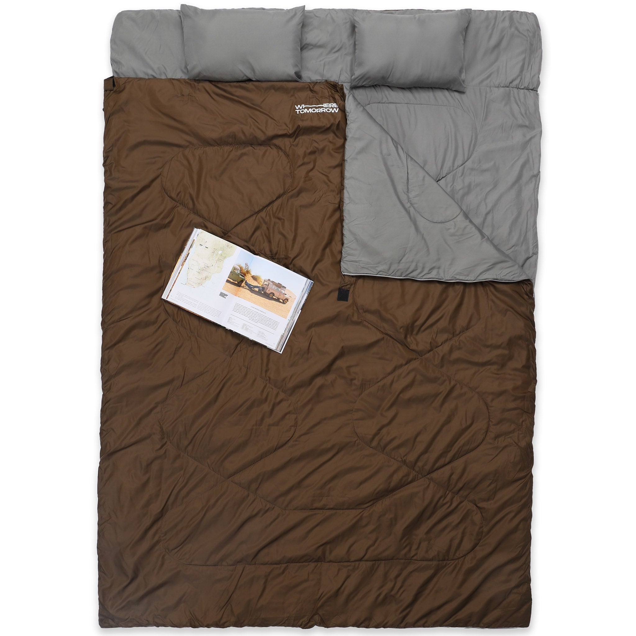 Doppelschlafsack mit Tragetasche - 2-Personen Schlafsack - 190 x 150 cm - Braun