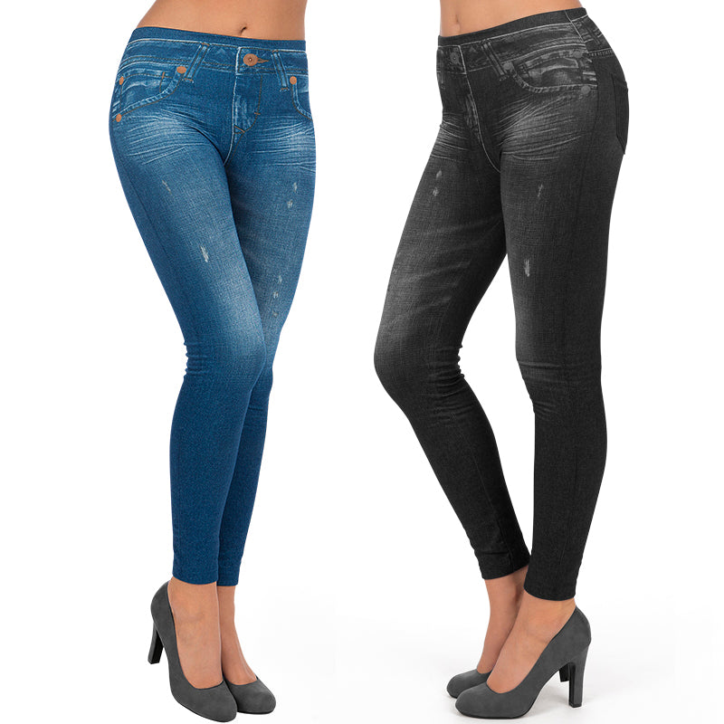 SLIMmaxx Jeans-Leggings - 38/40 (M) - blau/schwarz - 2er-Set