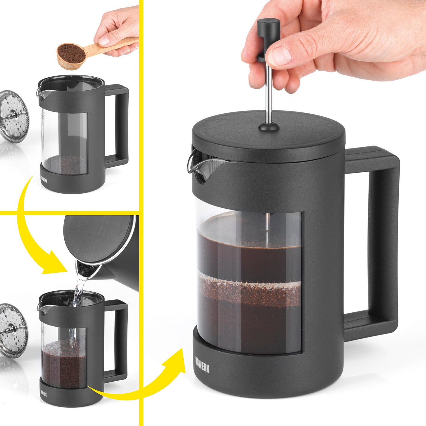 Kaffeebereiter Edelstahl Coffee-Press-System - 800 ml - Midnight Edition