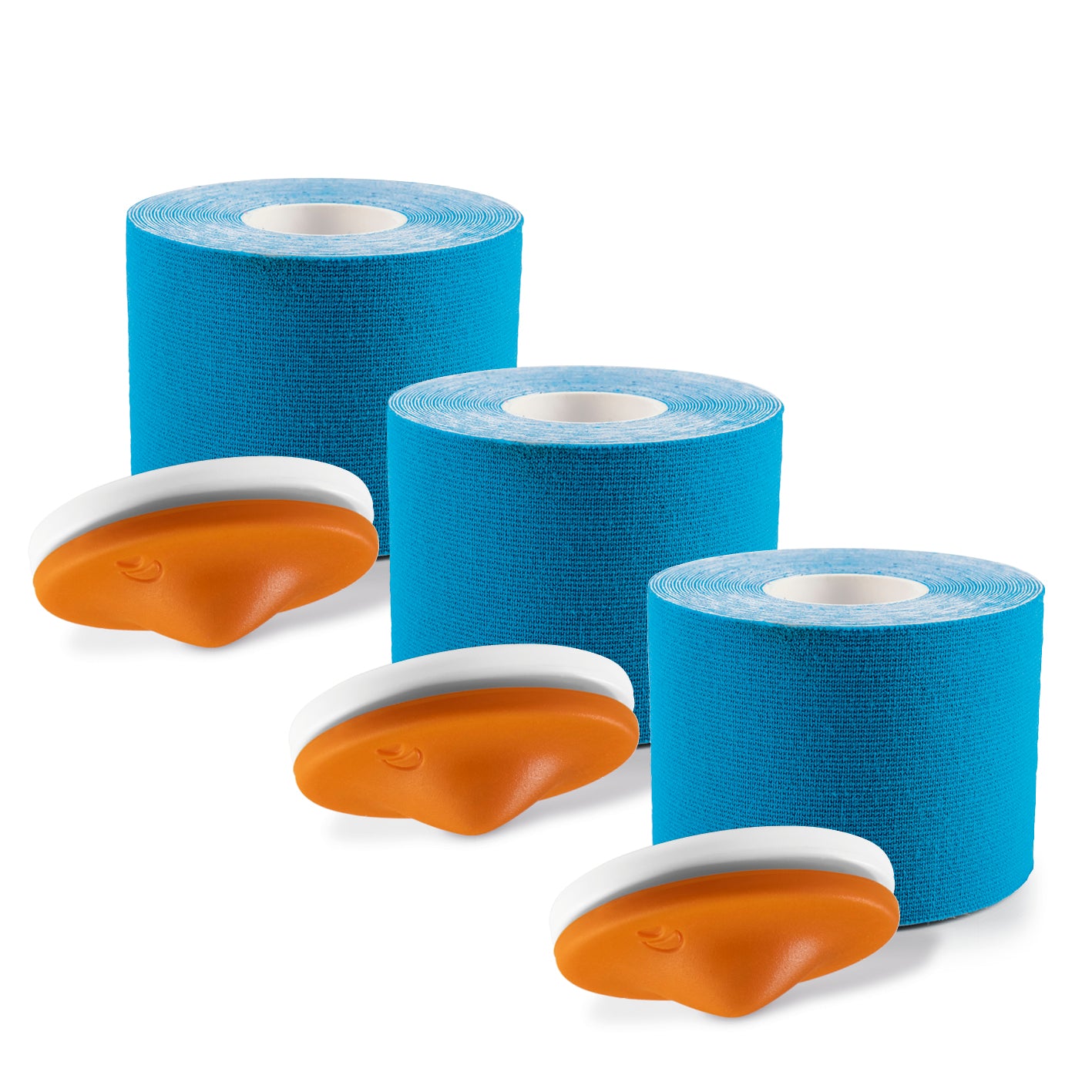 3x Triggerknopf orange mit 3x blauem Tape