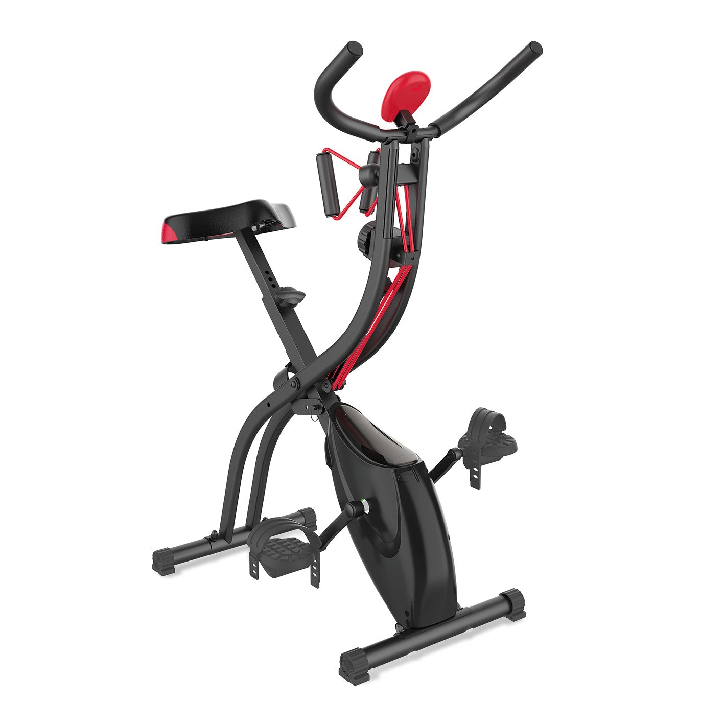 Heimtrainer Fitness Bike - Magnetische Bremse mit Expanderbänder - schwarz/rot