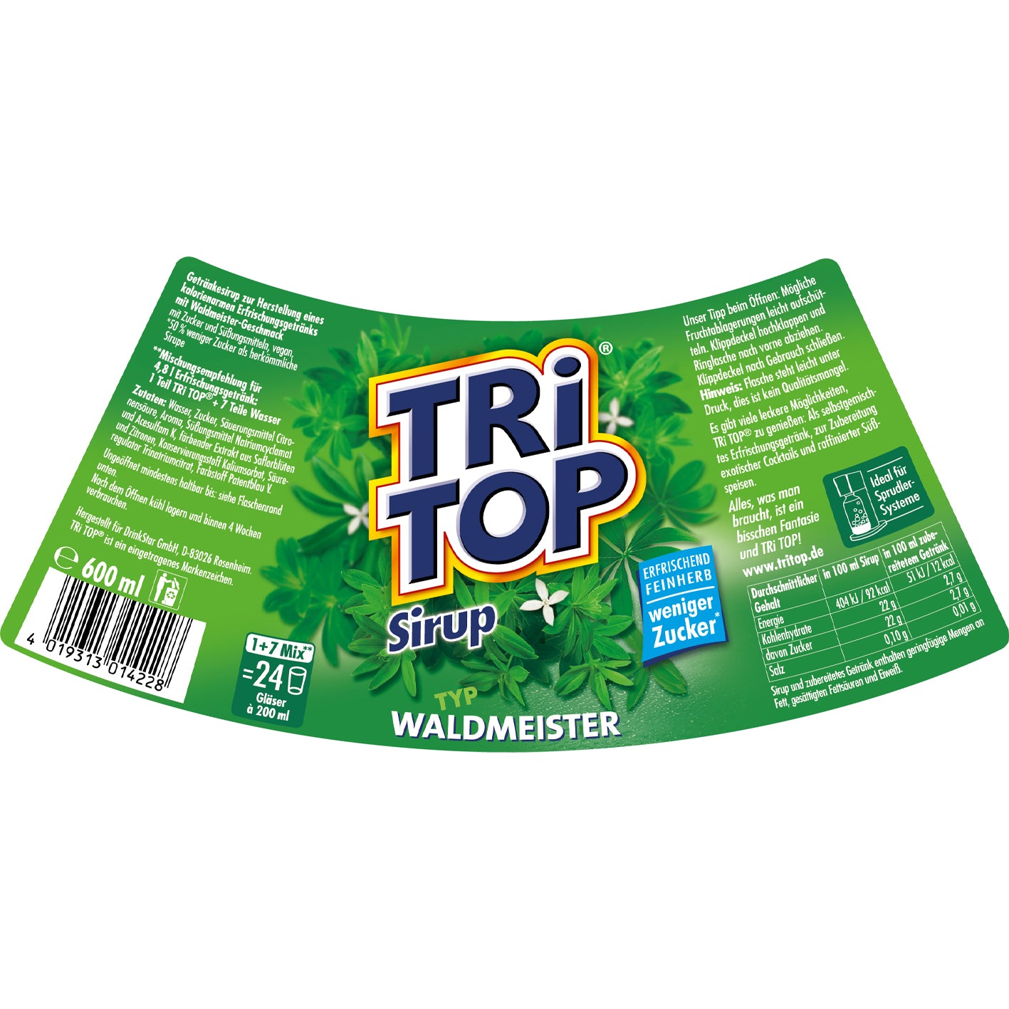 TRi TOP Sirup Waldmeister 6er-Set - 6x 600 ml