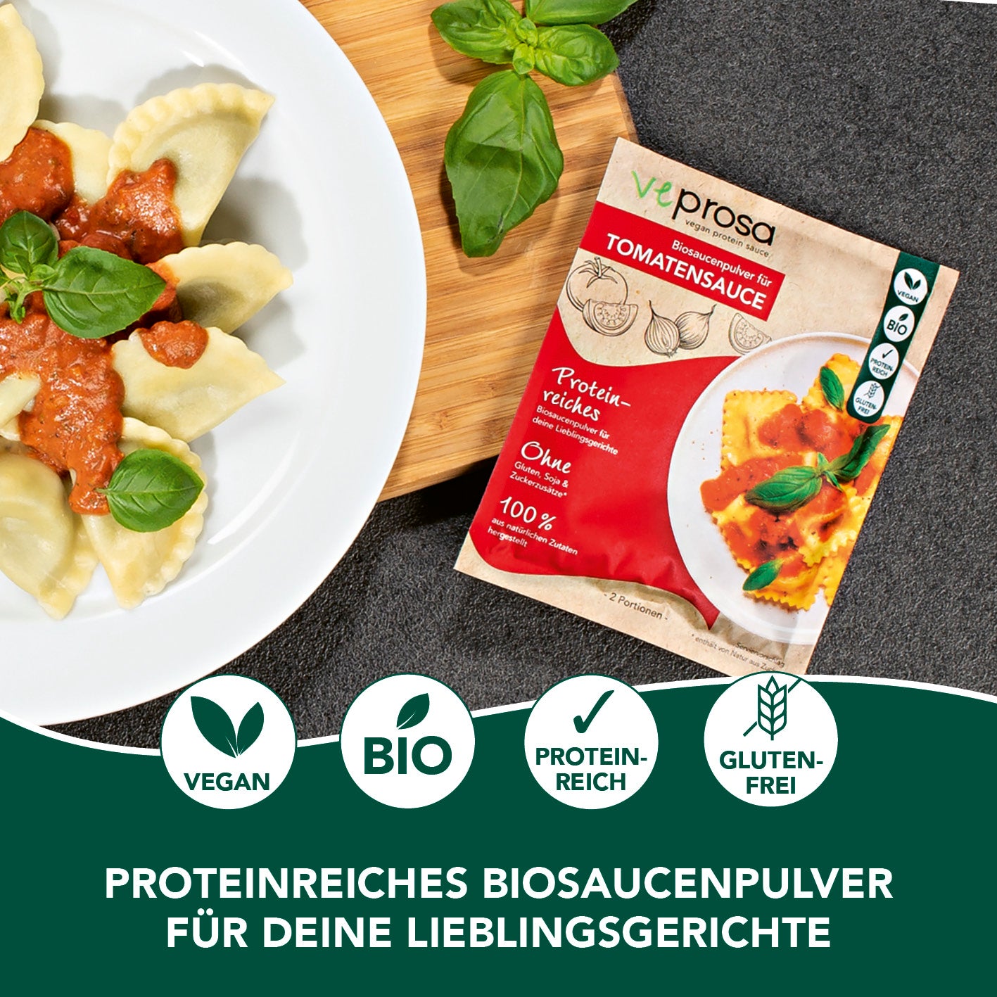 vegan protein sauce Biosaucenpulver für Tomatensauce - 4er-Set (4x 50 g)