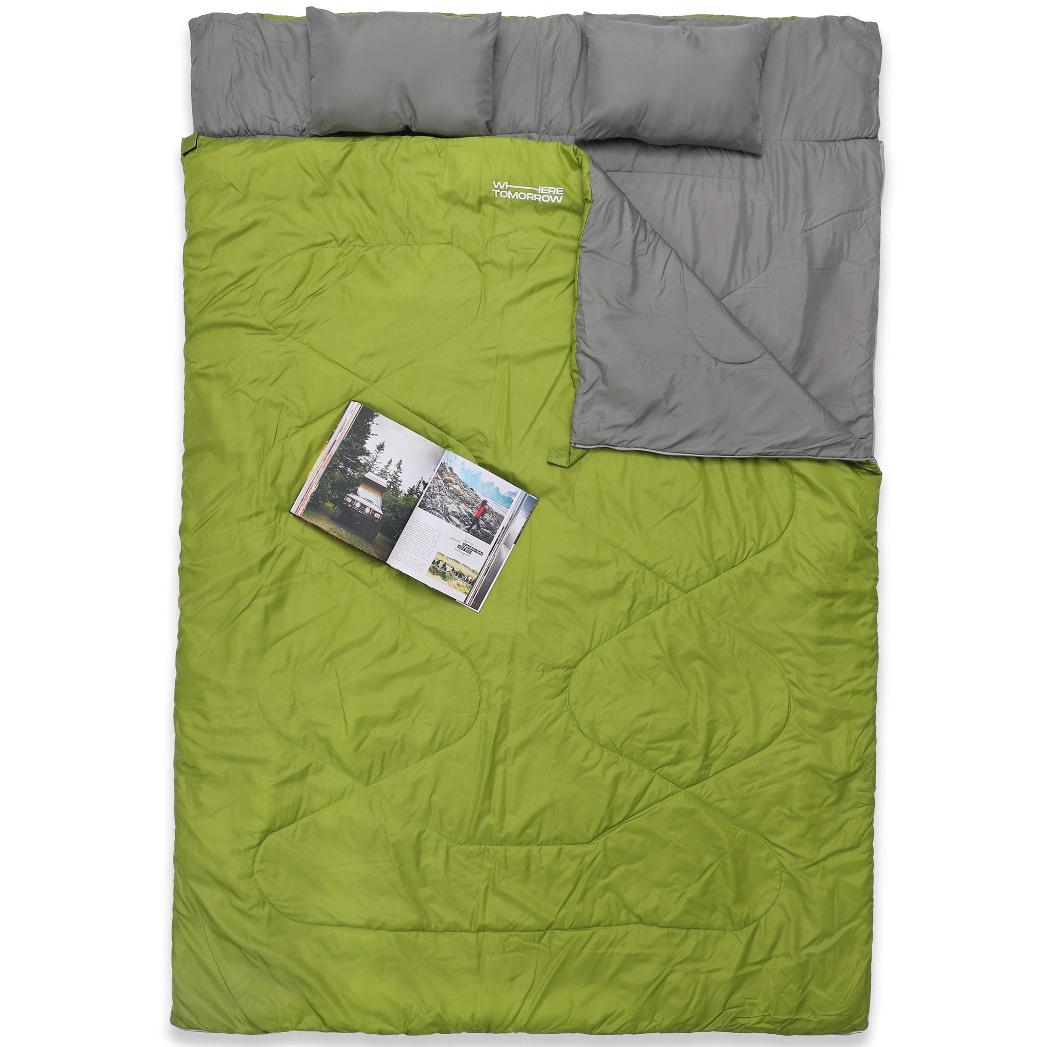Doppelschlafsack mit Tragetasche - 2-Personen Schlafsack - 190 x 150 cm - Dunkelgrün