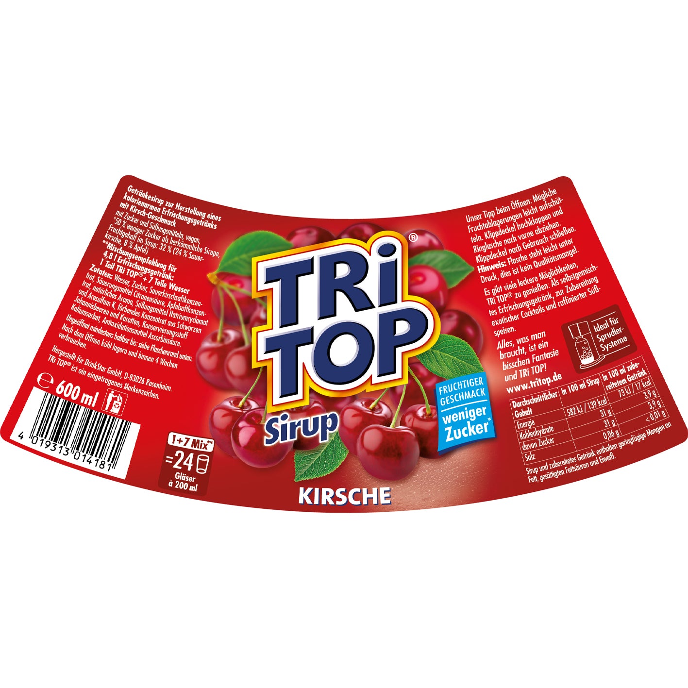 TRi TOP Sirup Sirup 3er-Set (Kirsche + Zitrone-Limette + Orange-Cola Mix)