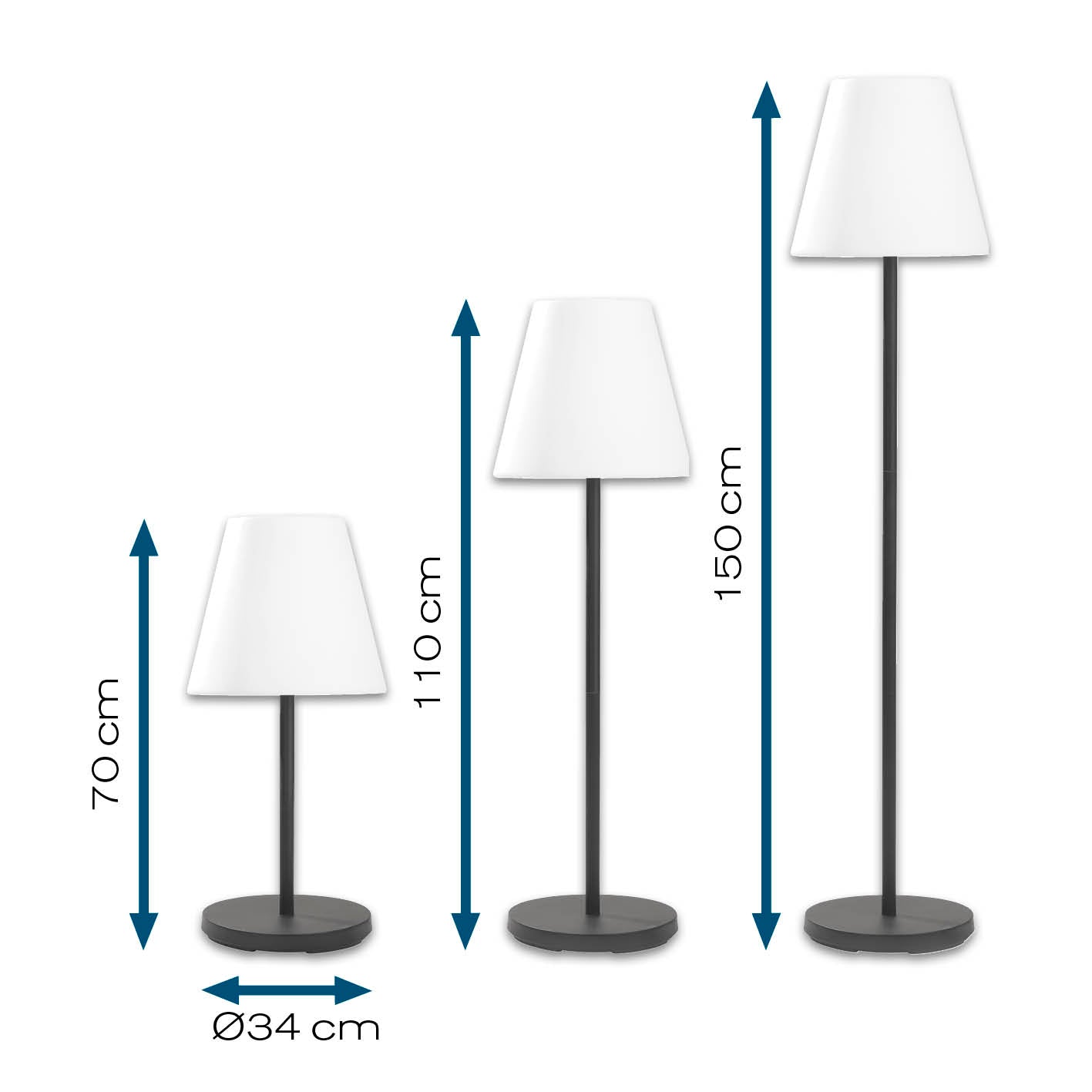 Solar-Stehlampe - 3-fach höhenverstellbar - 3 Helligkeitsstufen