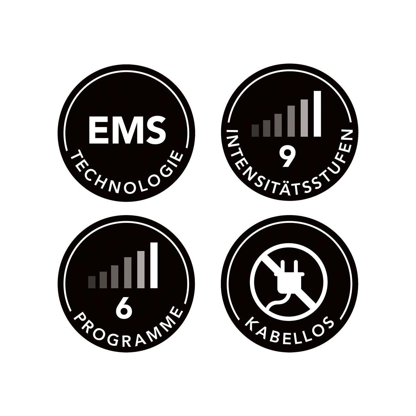 Bauchmuskelgürtel EMS - 6 Programmen - 9 Intensitätsstufen - unisize - schwarz
