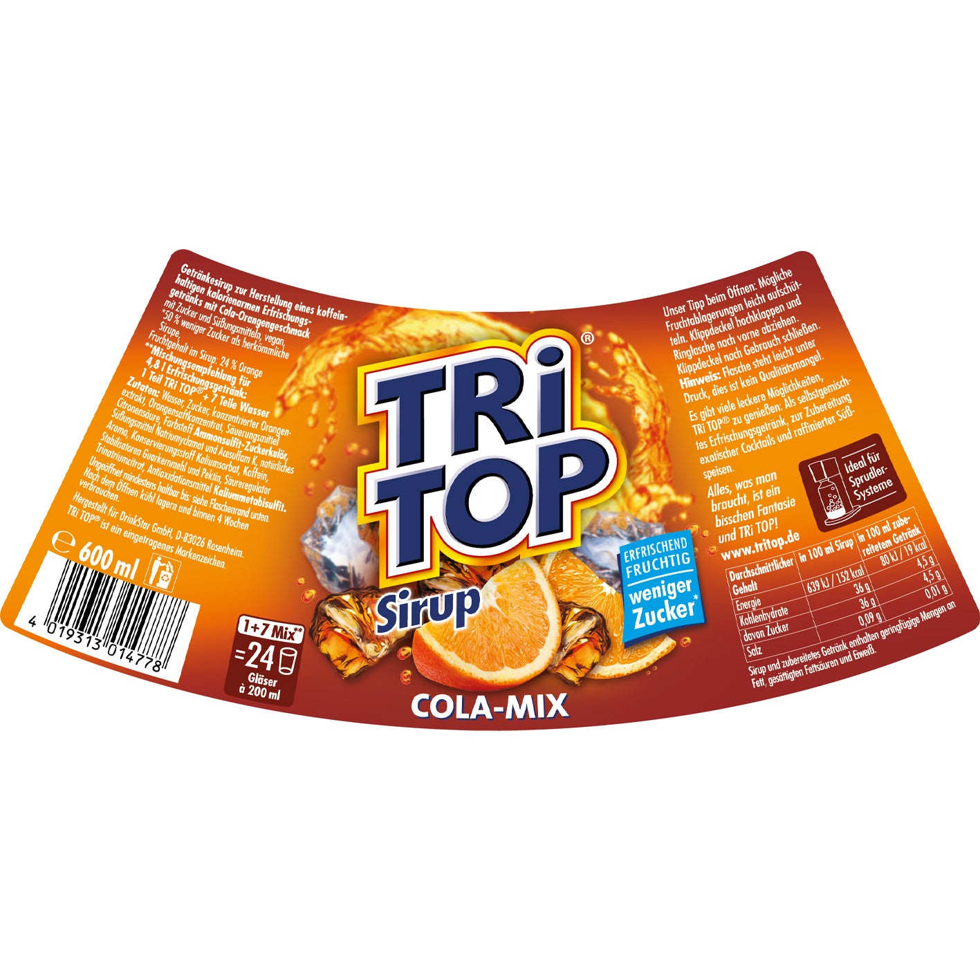 TRi TOP Sirup Sirup 3er-Set (Kirsche + Zitrone-Limette + Orange-Cola Mix)