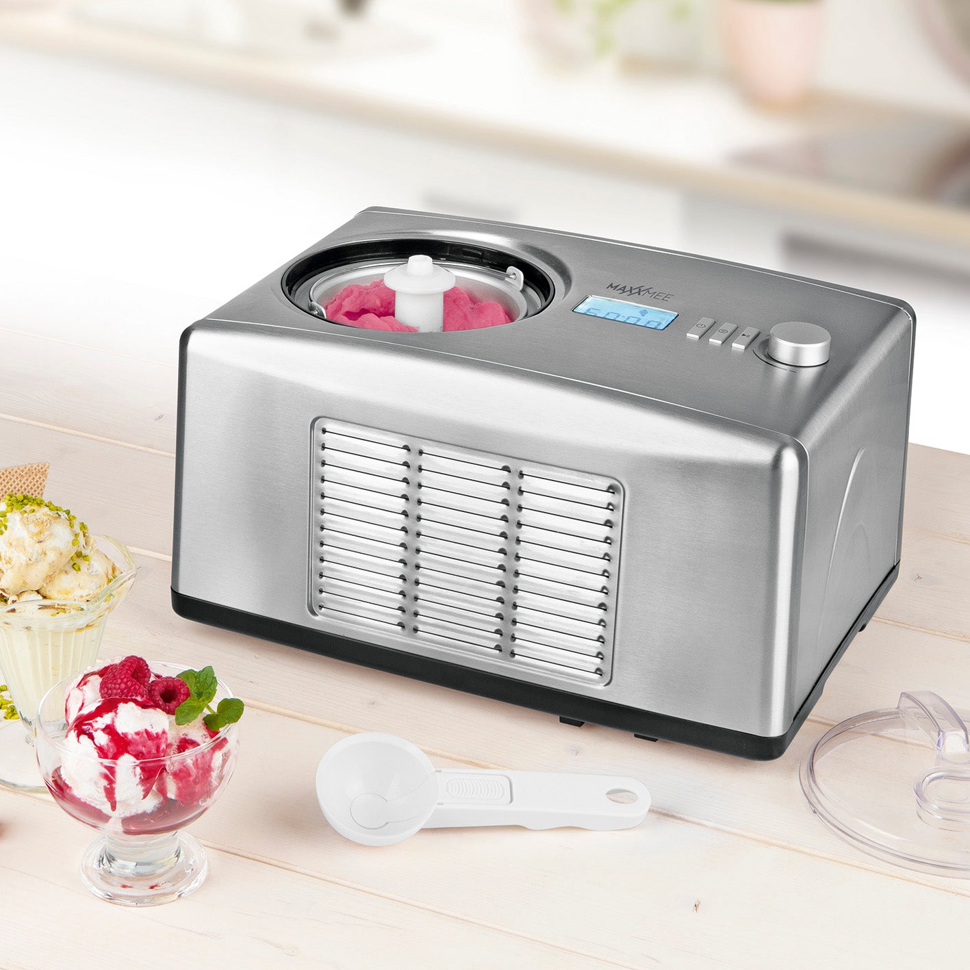 Eismaschine - Zubereitung von bis zu 1,5 l Milcheis, Fruchteis & Co. - Edelstahl