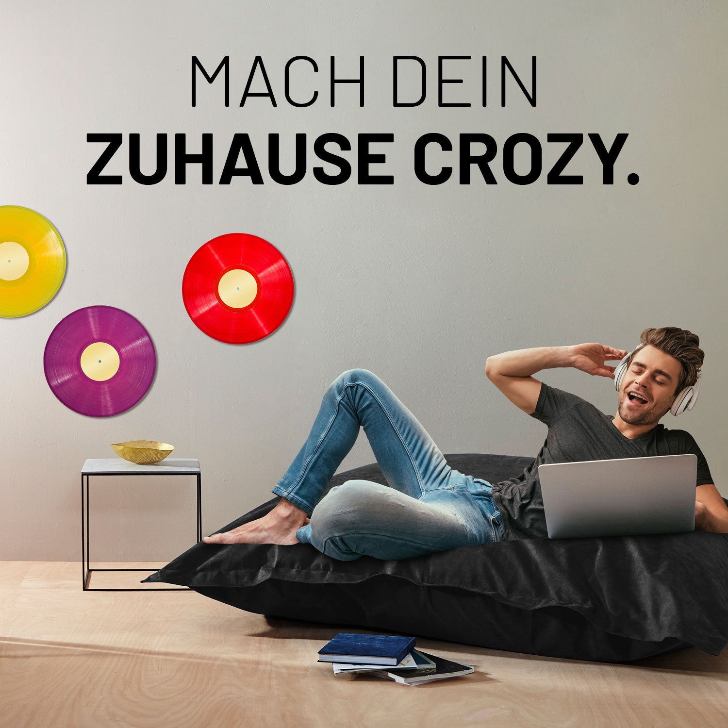 XXL Microvelours Sitzsack (380 L) - indoor - Schwarz