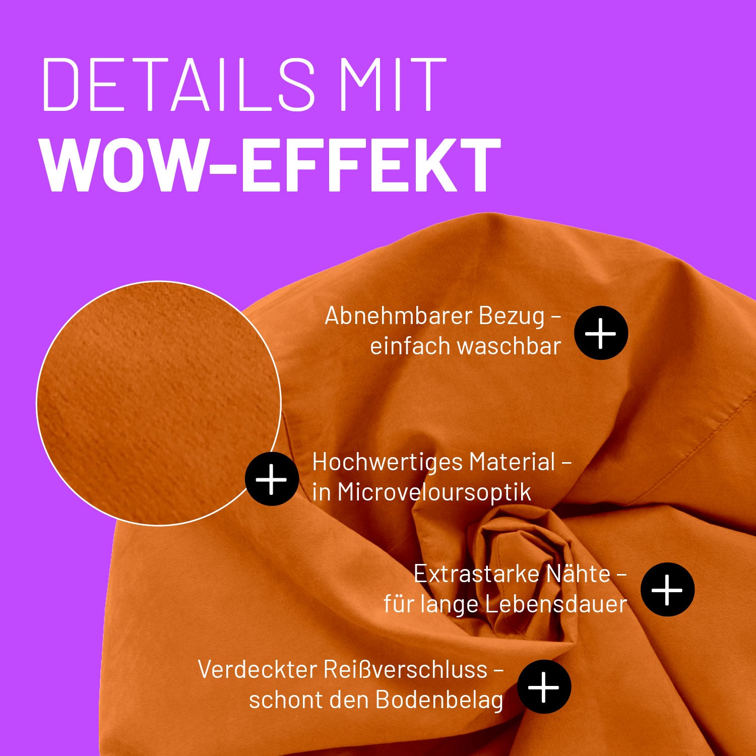 Luxury XL Sitzsack (120 L) - indoor - Orange