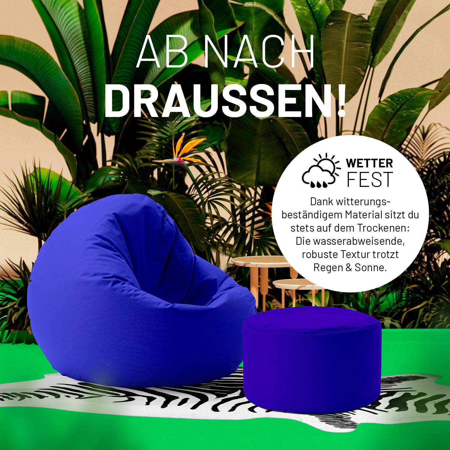 Sitzsack-Hocker/Pouf (50 L) - indoor & outdoor - Royalblau