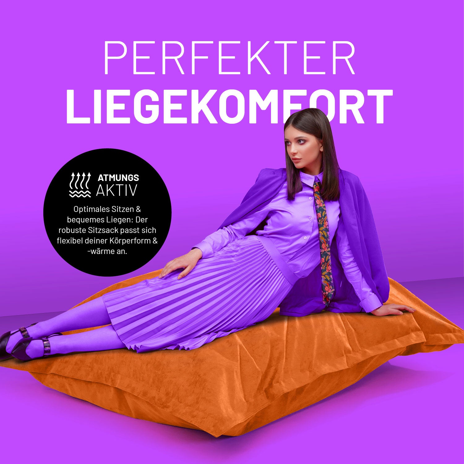 XXL Microvelours Sitzsack (380 L) - indoor - Orange