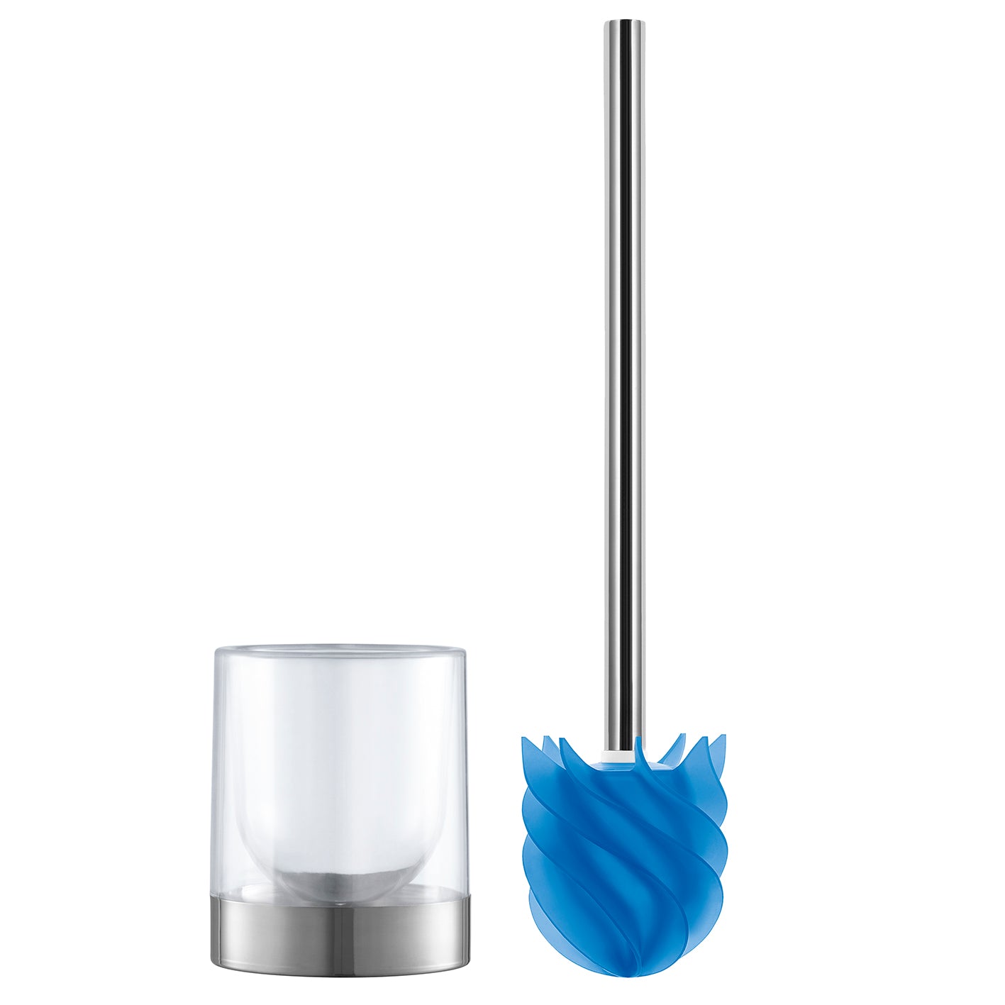 WC-Bürste Silikonkopf Edelstahl/blau mit Ständer (Bürstenhalter) transparent/Edelstahl
