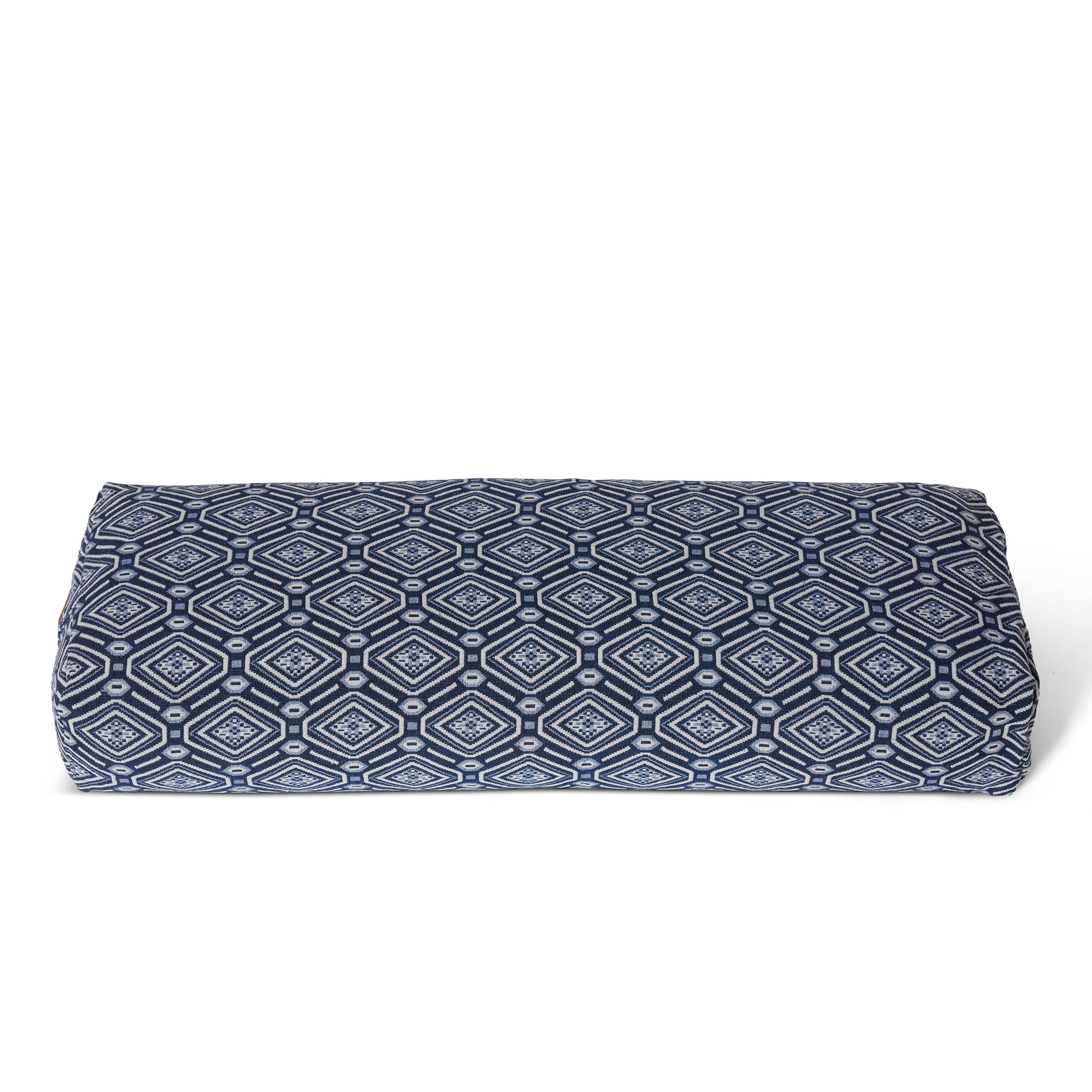 Yoga-Bolster Paravati - gefüllt mit Bio-Dinkelspelz - 67 x 22 x 13 cm - Style 6 (Blau-Weiß)
