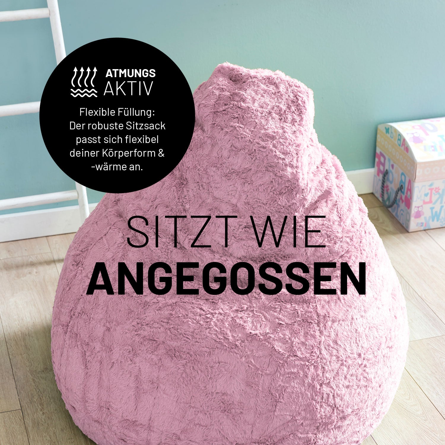 Luxury Fluffy Sitzsack (120 L) - indoor - Pastel Pink