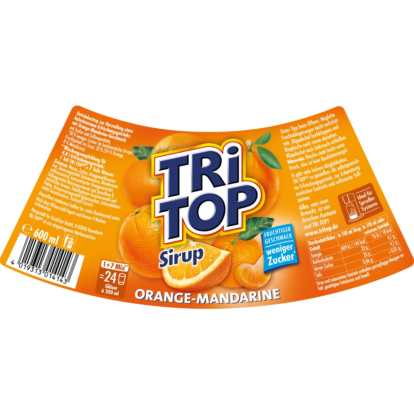 TRi TOP Sirup Orange-Mandarine 6er-Set - 6x 600 ml