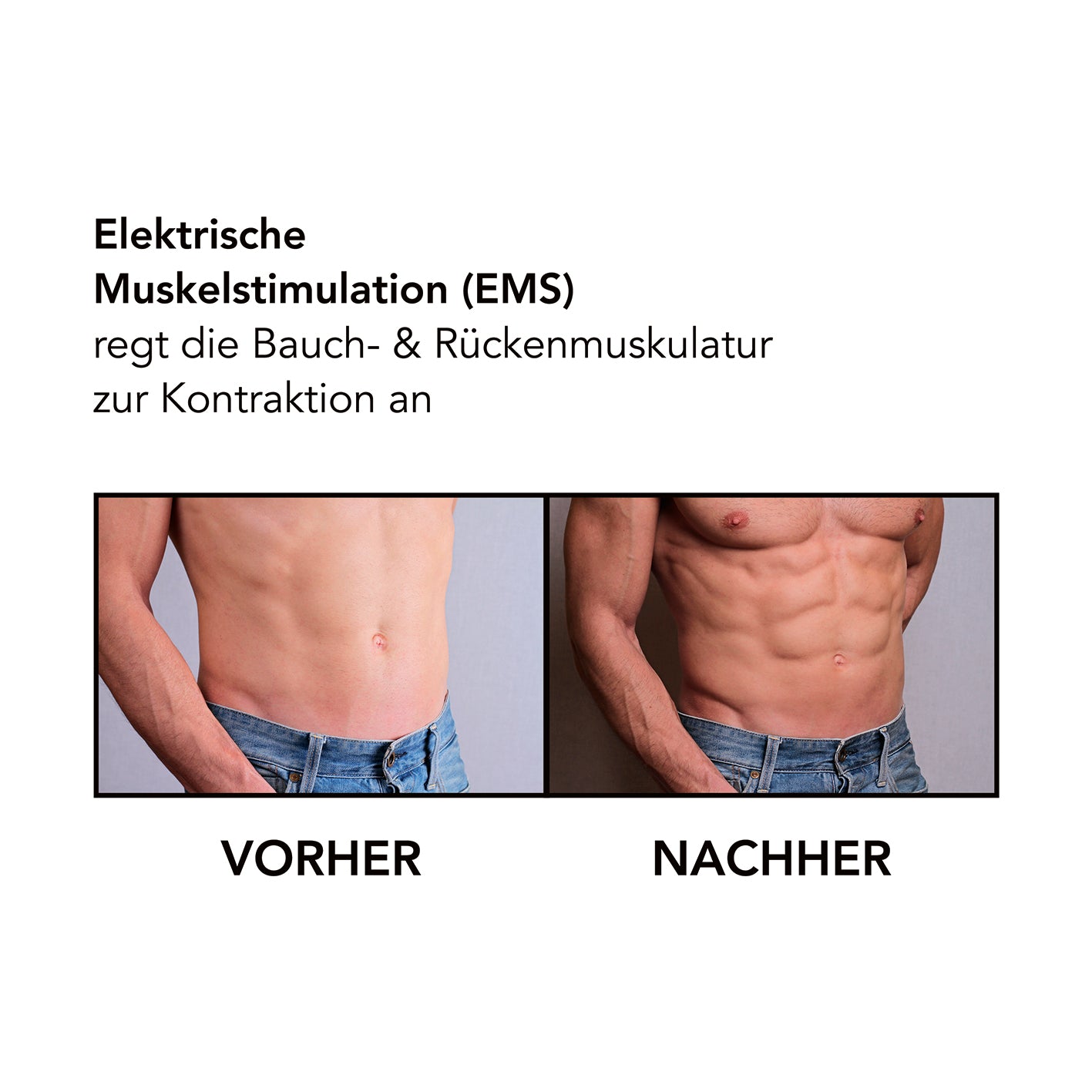 Bauchmuskelgürtel EMS - 6 Programmen - 9 Intensitätsstufen - unisize - schwarz