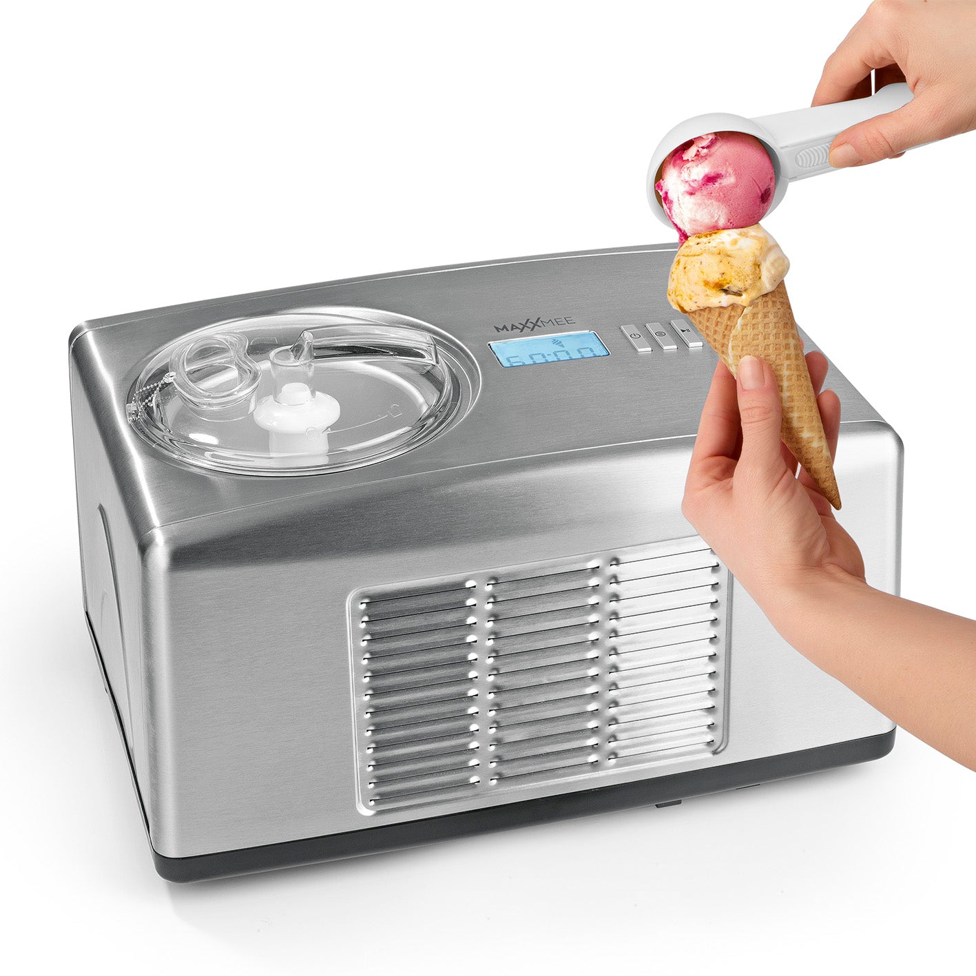 Eismaschine - Zubereitung von bis zu 1,5 l Milcheis, Fruchteis & Co. - Edelstahl