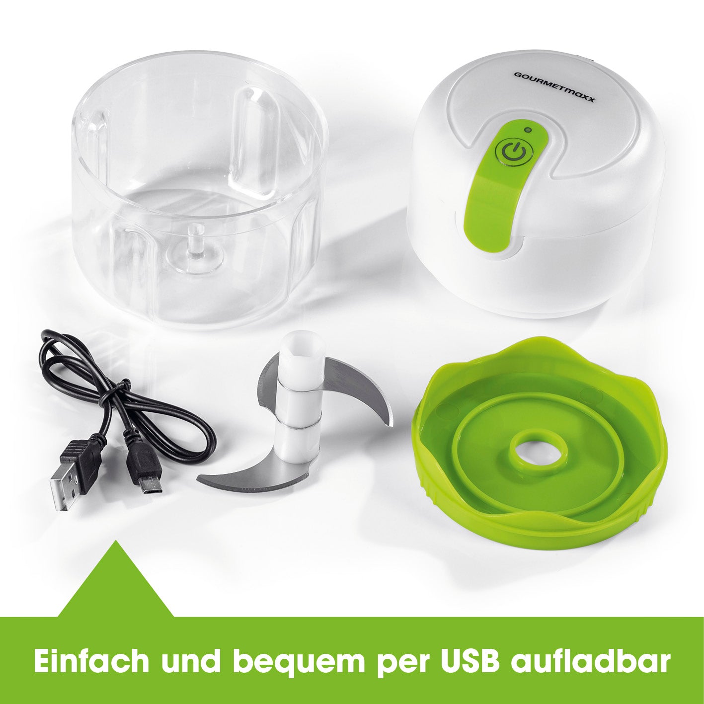 Multi-Zerkleinerer inkl. USB-Kabel - 250 ml - weiß/limegreen