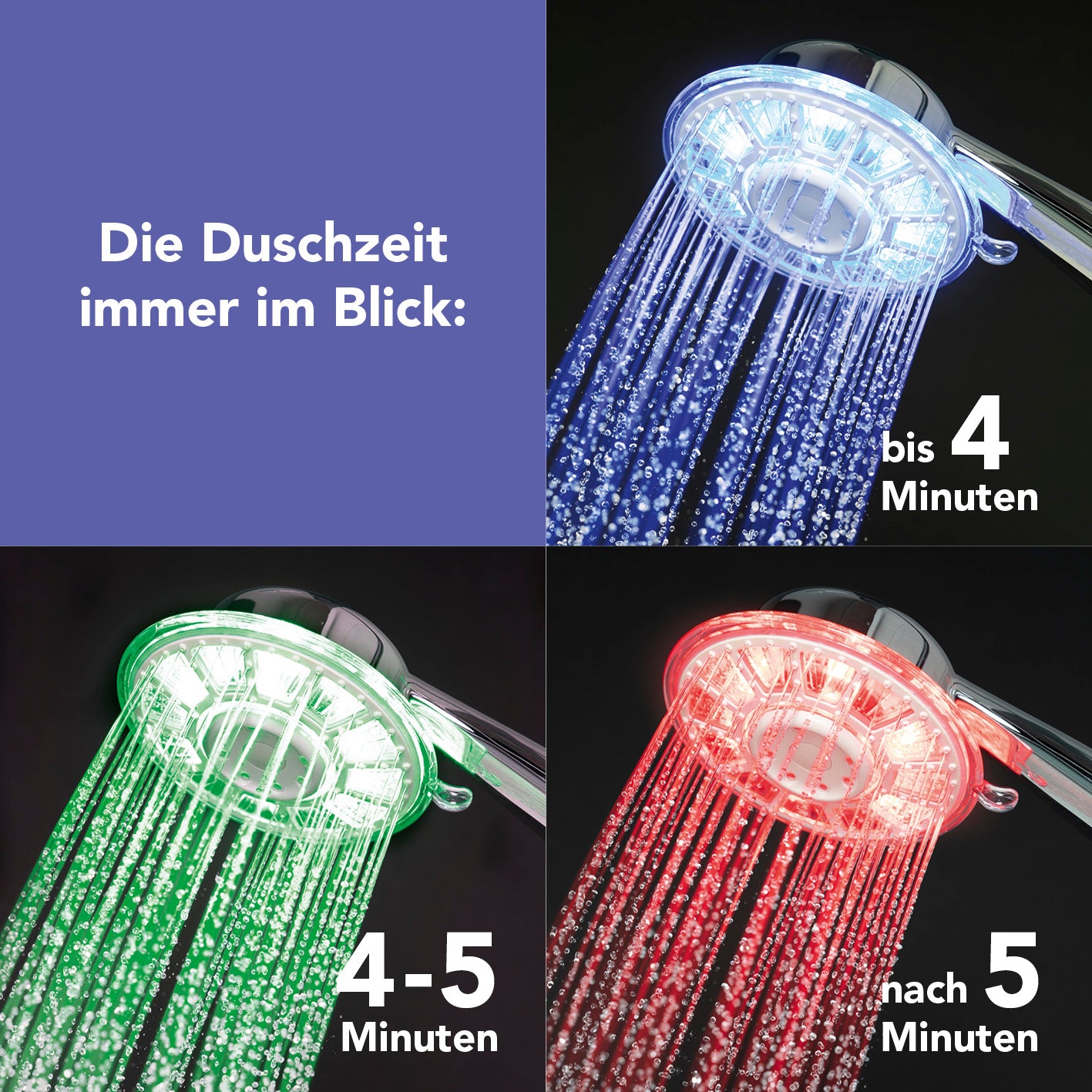 Duschkopf LED - Duschzeit-Anzeige durch bunte LEDs